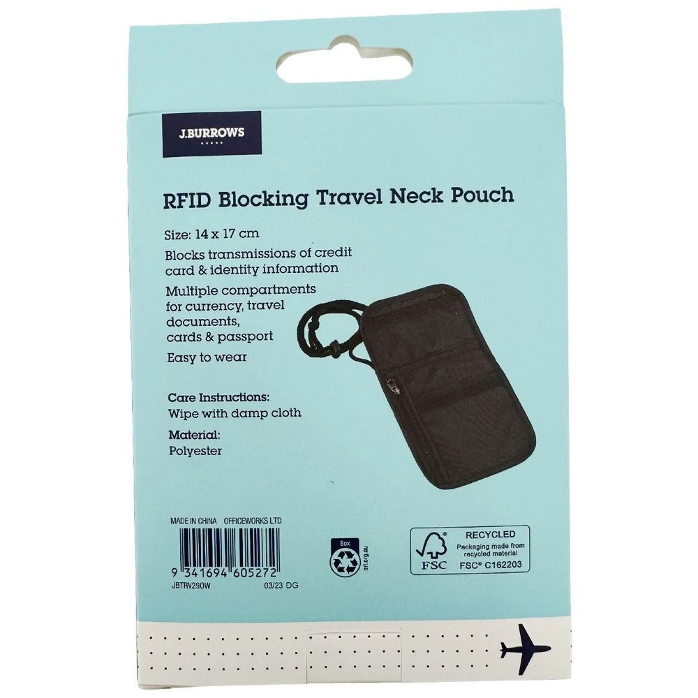 2 J.Burrows RFID Travel Neck Pouch Grey, 2 of 5