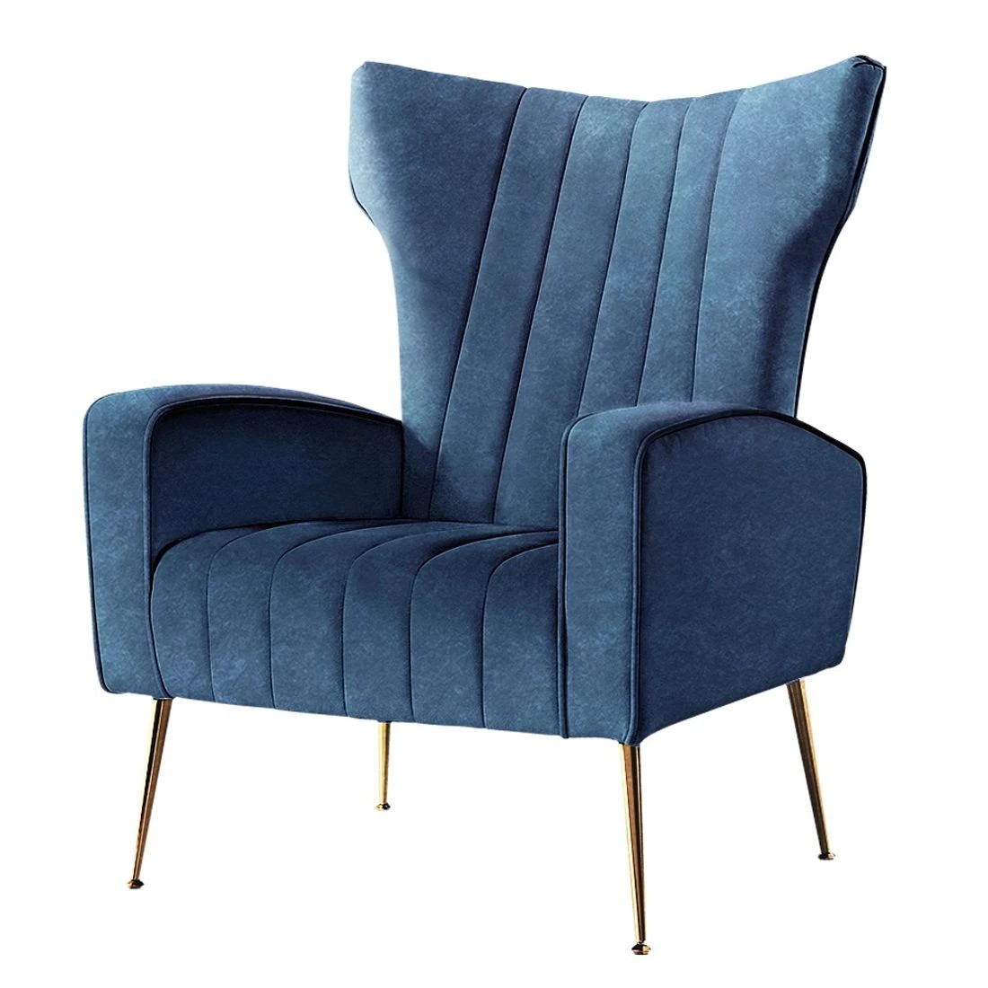 1 Artiss Armchair Navy Velvet Kate - Blue, 1 of 8