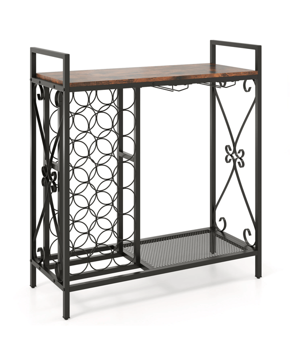 Costway 21-Bottle Wine Rack Shelf w/Glass Holder