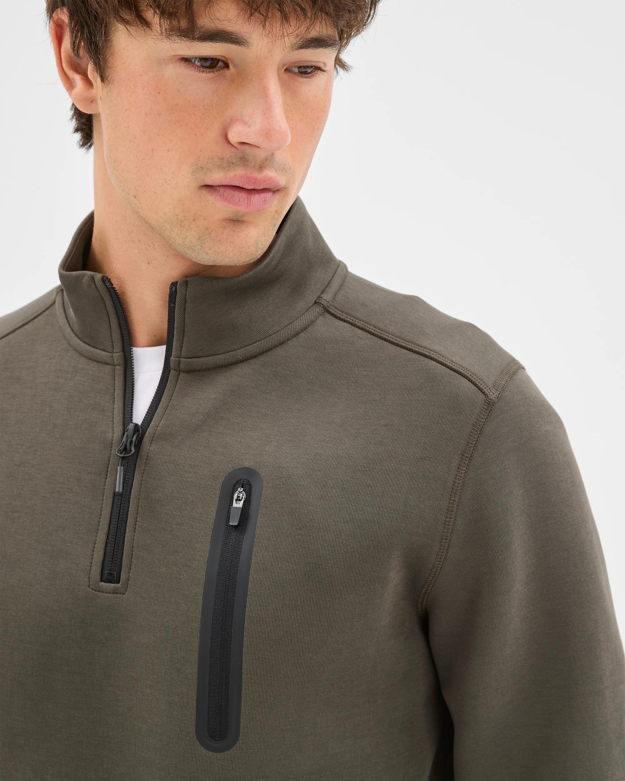 5 Target Active Active Australian Cotton Blend Tech Quarter Zip Jumper KHAKI, 5 of 6