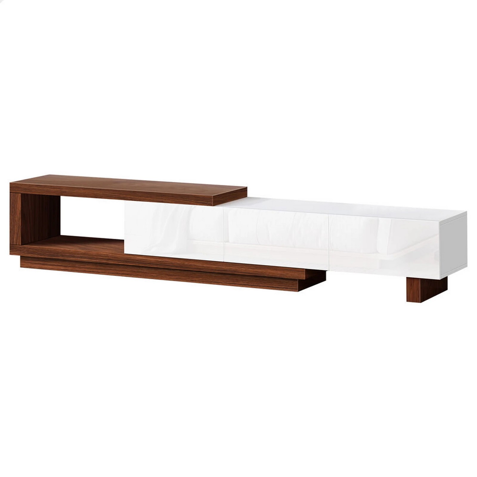 1 Alfordson 190-280cm Extendable Entertainment Unit TV Stand Cabinet Drawer - Walnut White, 1 of 9