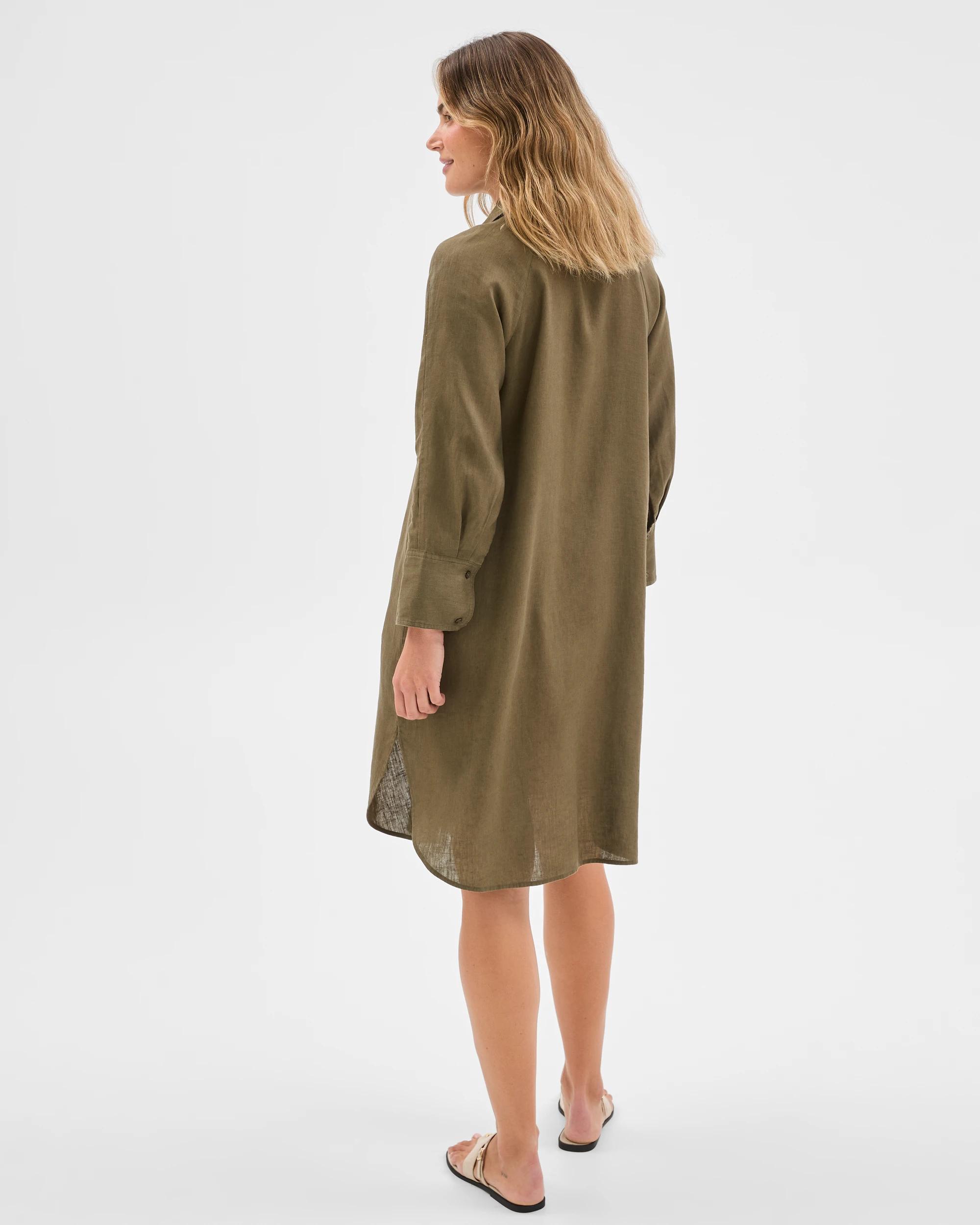6 Target Woman European Linen 3/4 Sleeve Midi Shirt Dress DUSTY MOSS, 6 of 6