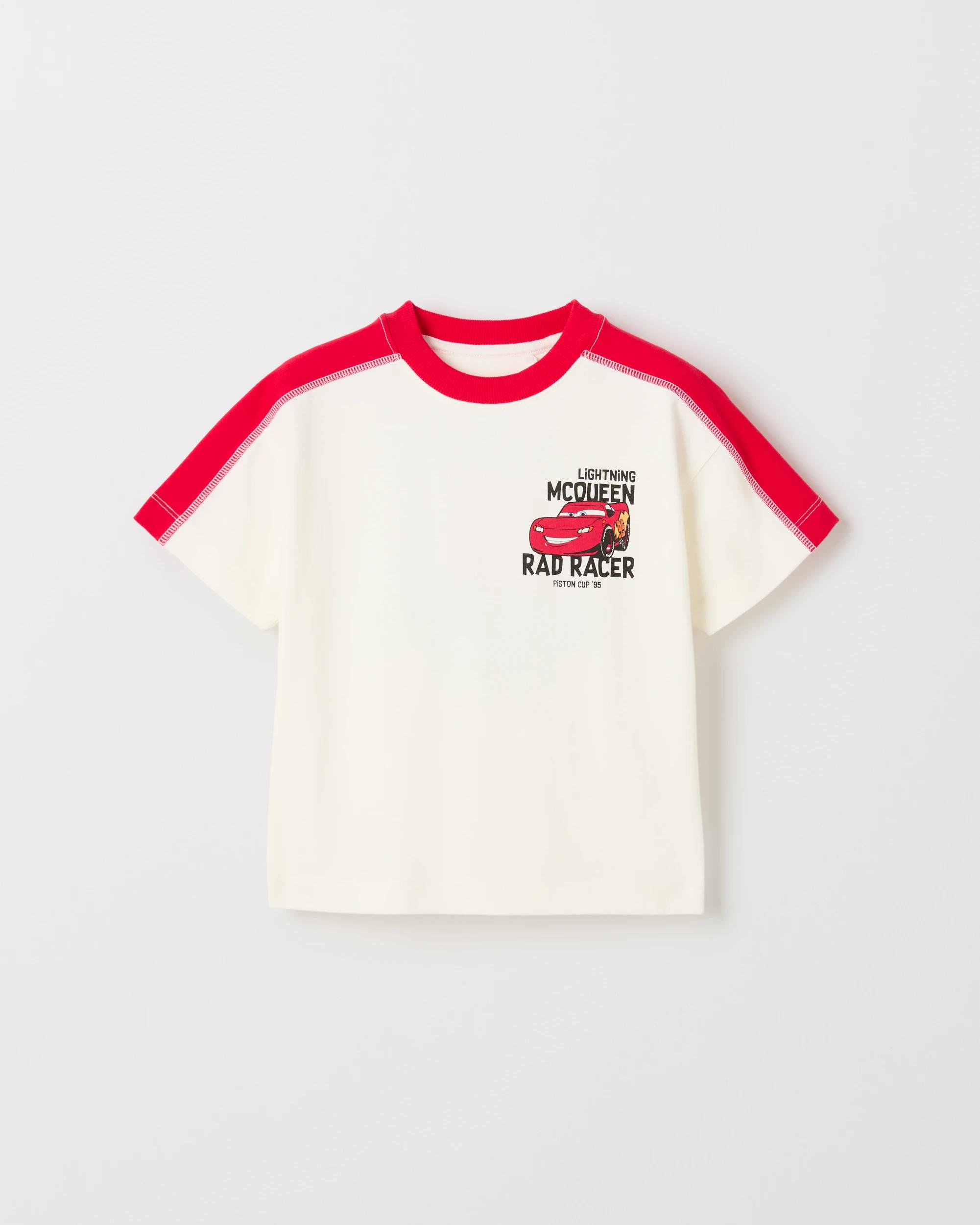 1 Disney Pixar Cars Australian Cotton Oversized T-Shirt RED/OFF-WHITE, 1 of 3