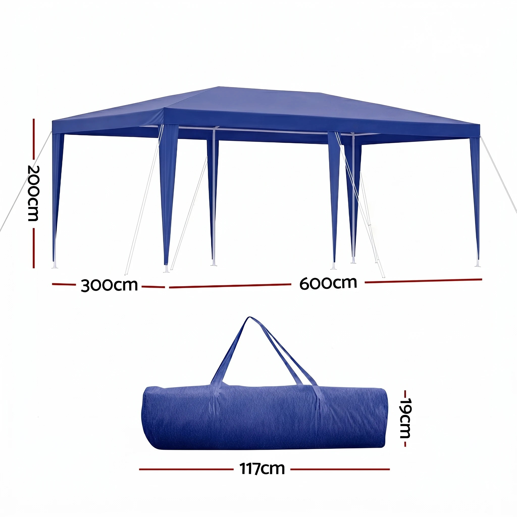 2 Instahut 3x6m Gazebo Outdoor Party Tent Marquee - Blue, 2 of 9