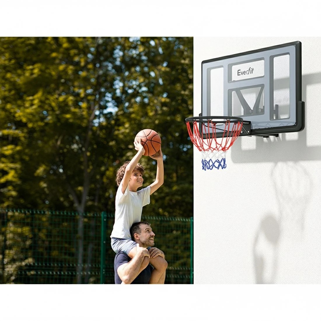 4 Everfit 45" Basketball Hoop Backboard Wall Mounted Ring Net Sports Pro System - Blue, 4 of 7