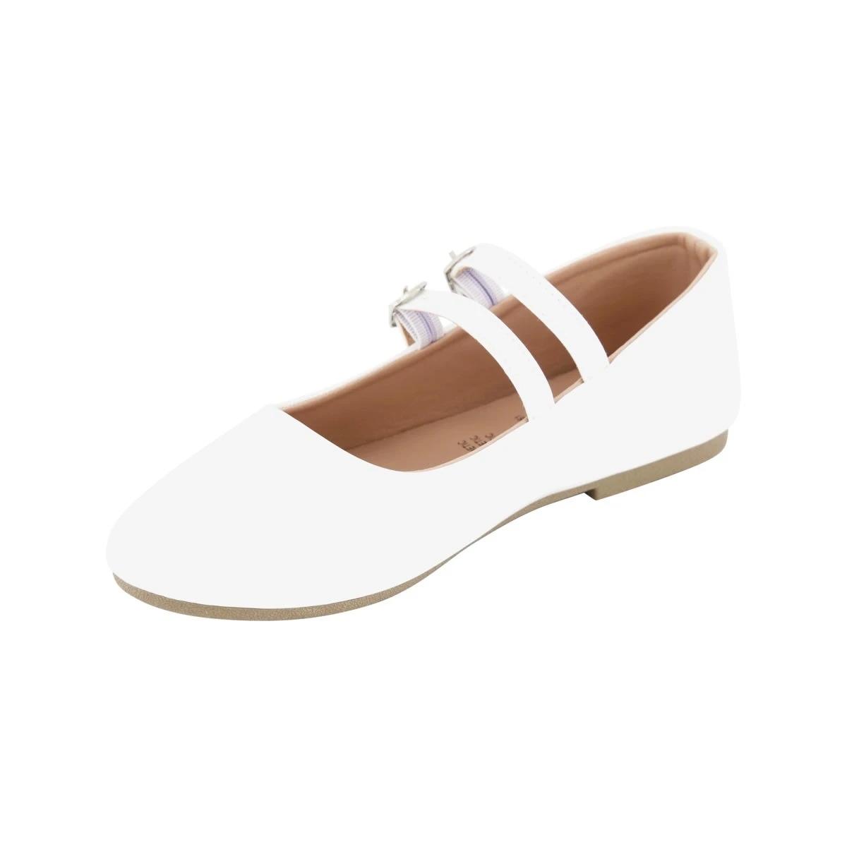 3 Senior Double Buckle Flats WHITE, 3 of 5