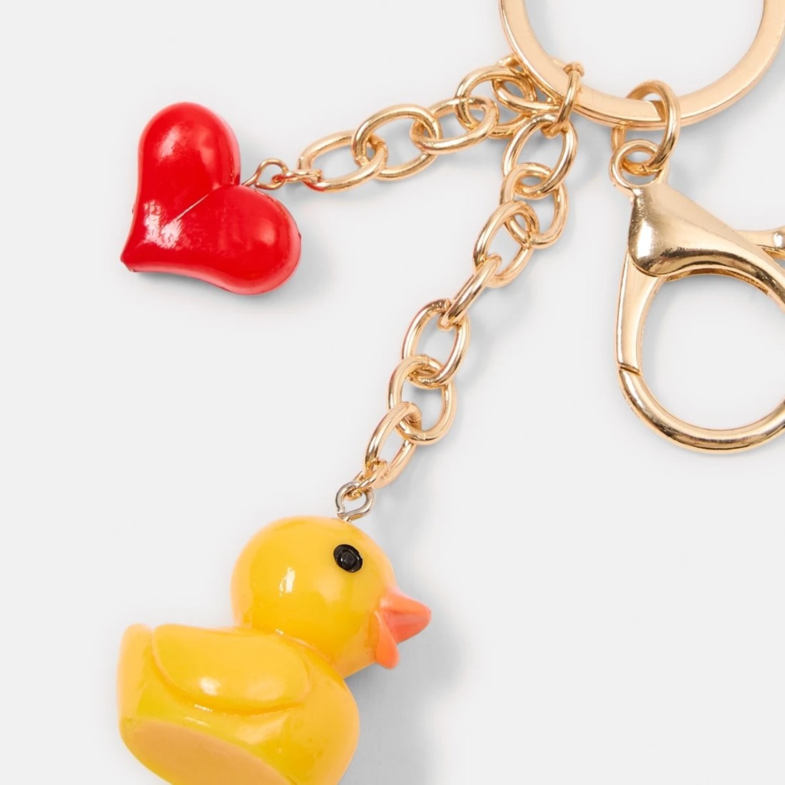 2 Duck Bag Charm Keyring - Red, Yellow and Gold Tone, 2 of 3