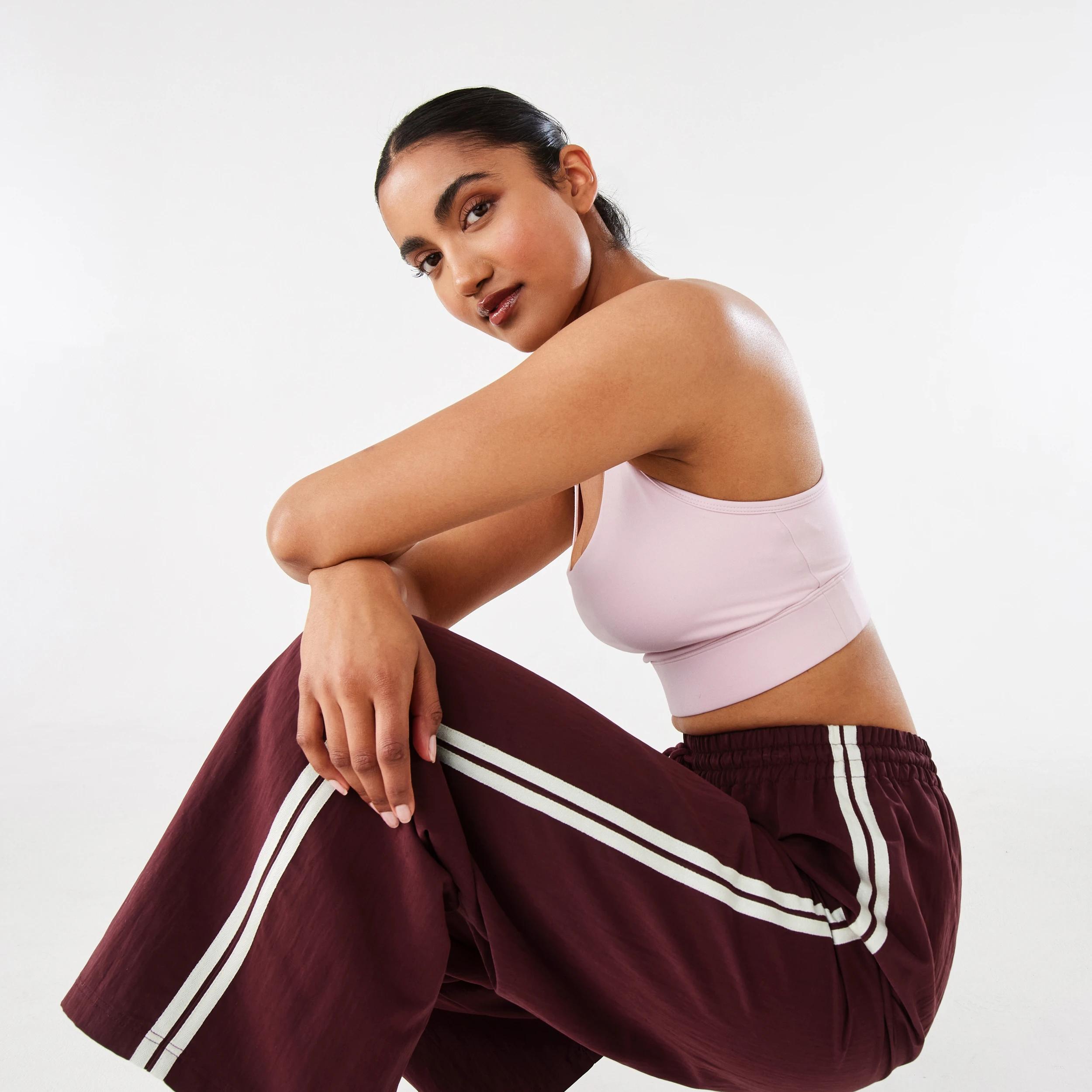 8 Active Womens Contrast Panelled Pants BURGUNDY CHERRY, 8 of 9