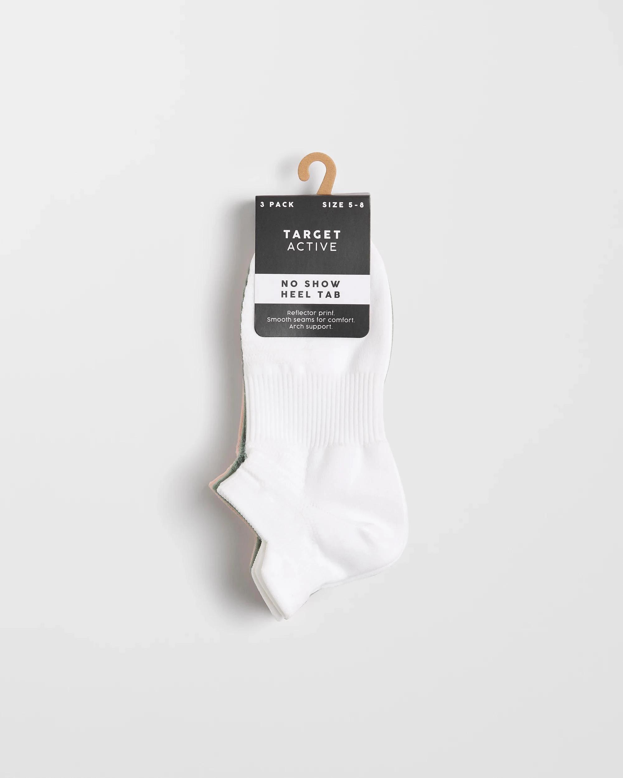 3 Target Women's Active No Show Nylon Poly Tech Tab Socks 3 Pack GREEN SAGE, PINK, WHITE, 3 of 3