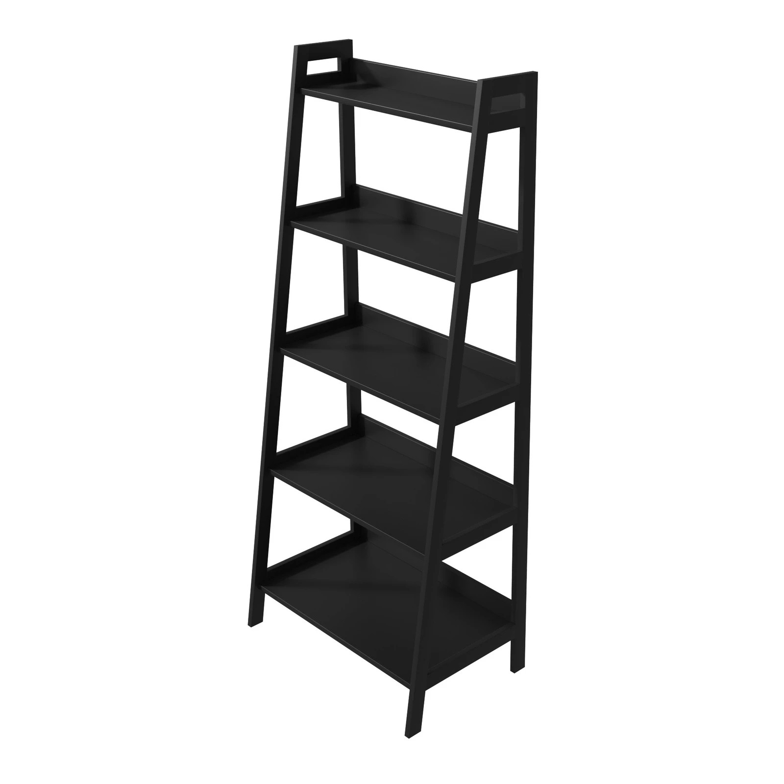 6 Oikiture Bookshelf 5 Tier Corner Ladder Shelf Home Storage Display Rack - Black, 6 of 8