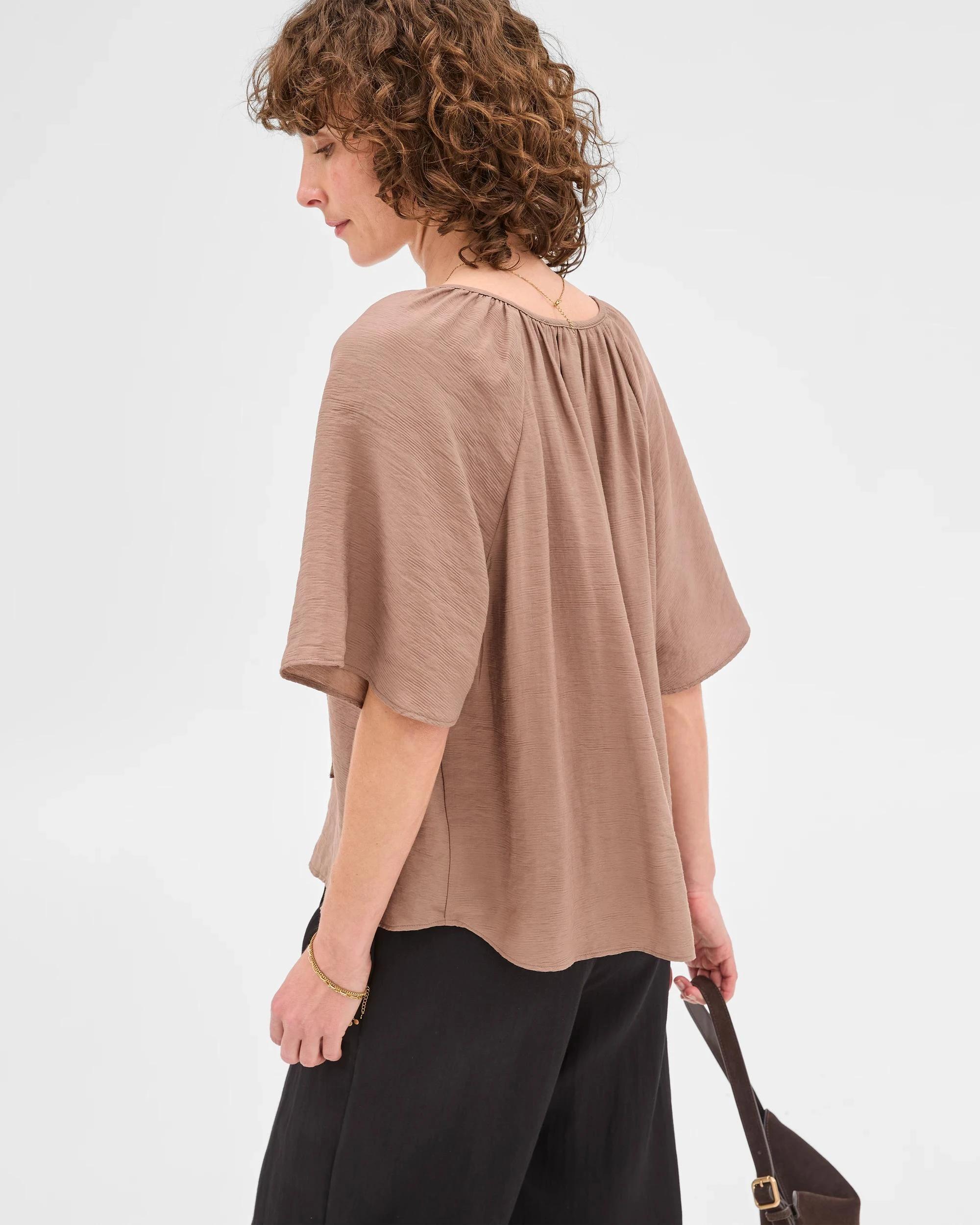 7 Flutter Sleeve Blouse - Preview MOCHA, 7 of 8
