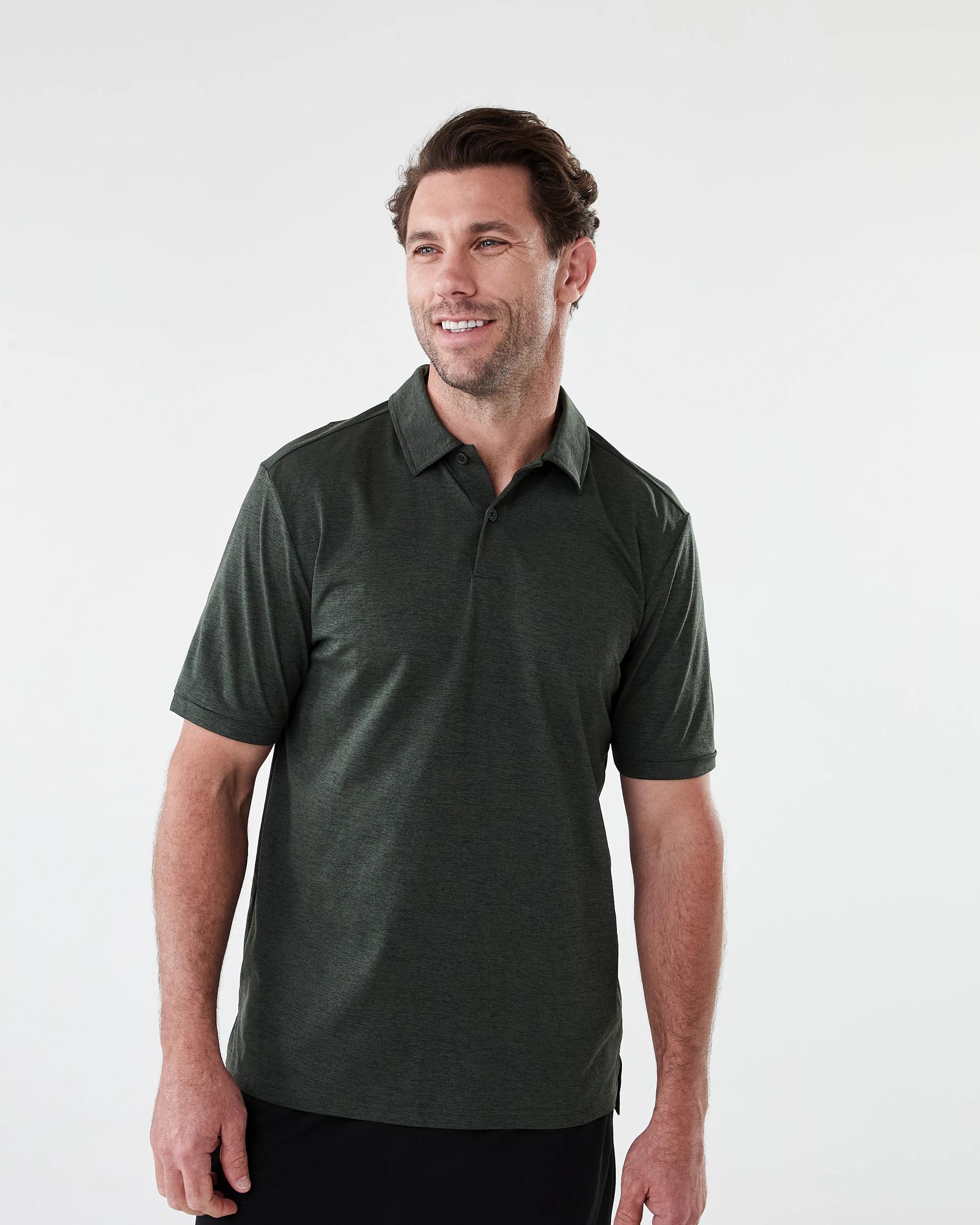 1 Active Mens Regular Training Polo Shirt Deepst Grn, 1 of 6
