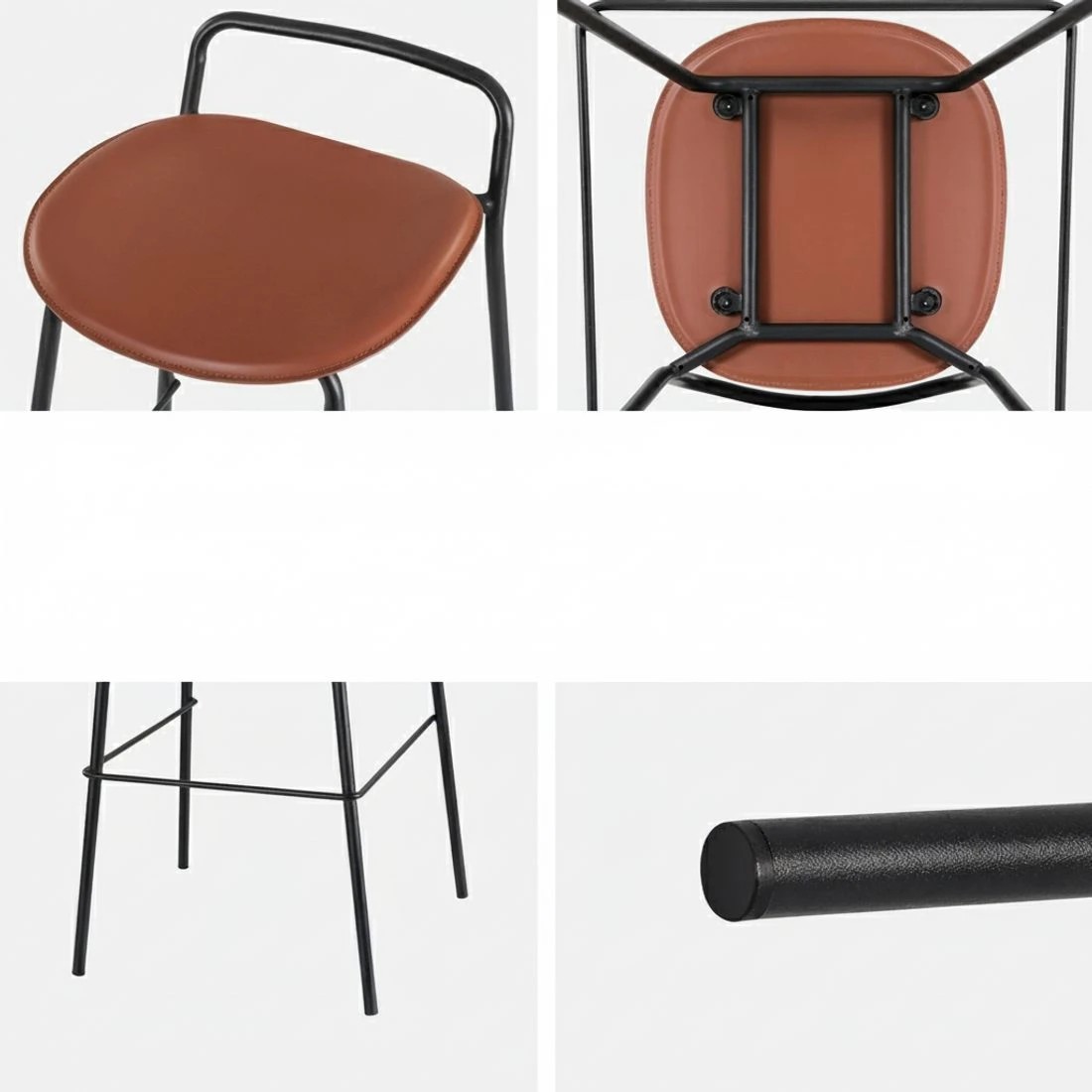 6 4x Artiss Bar Stools Kitchen Counter Dining Chair Metal Brown - Brown, 6 of 6