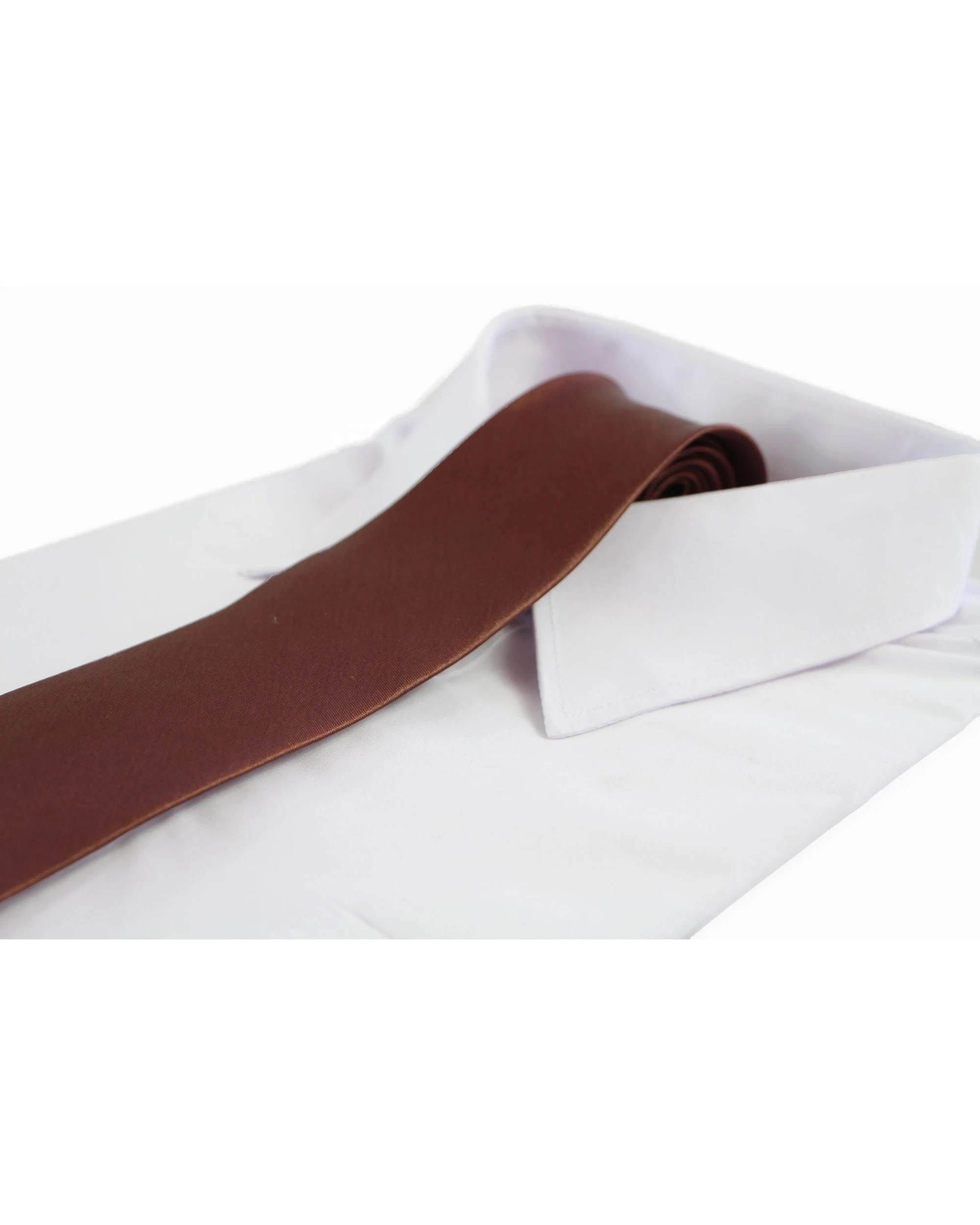 1 Zasel Mens Brown 8cm Plain Neck Tie, 1 of 2
