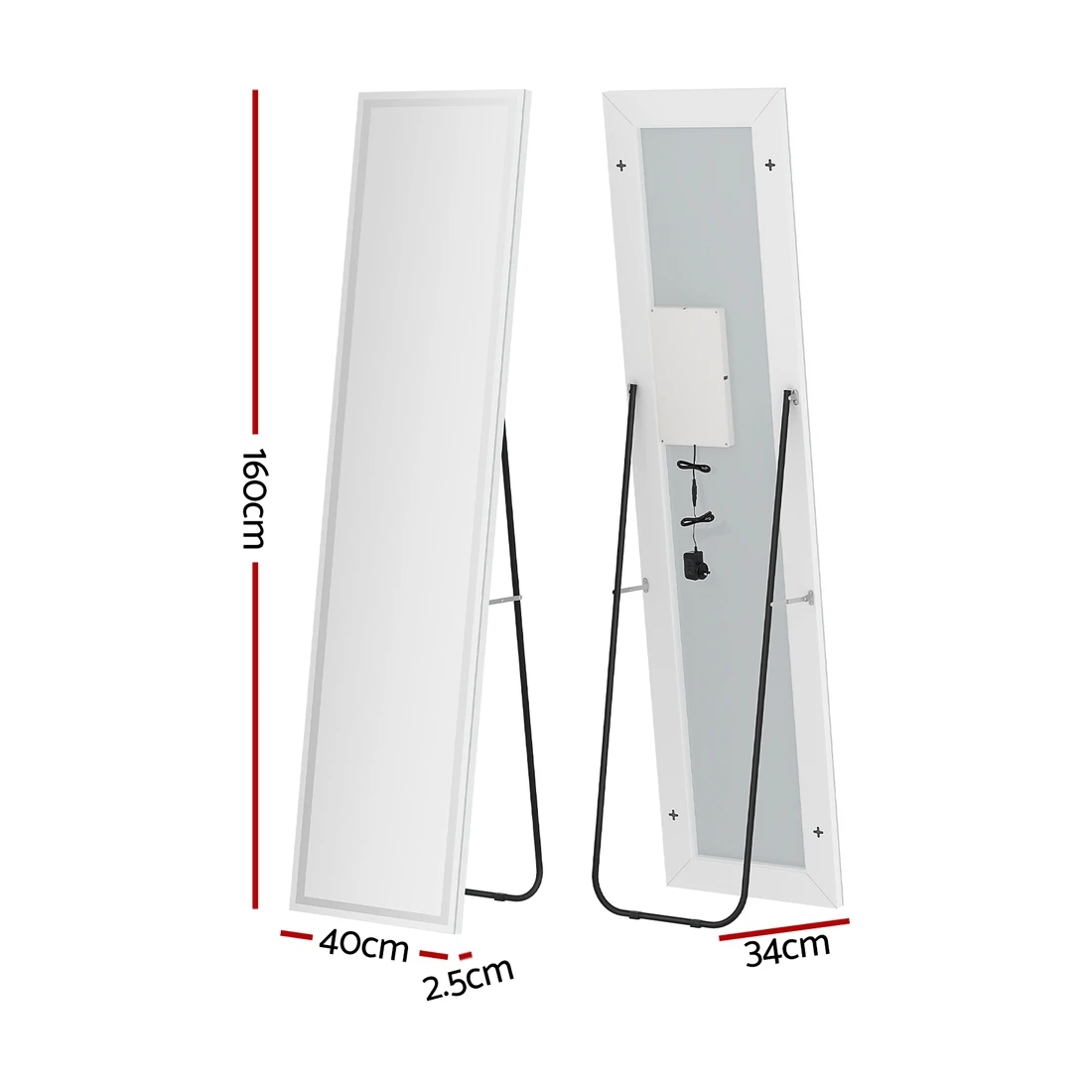 2 Embellir Full-Length Floor Wall Mirrors LED Light - Clear, 2 of 6