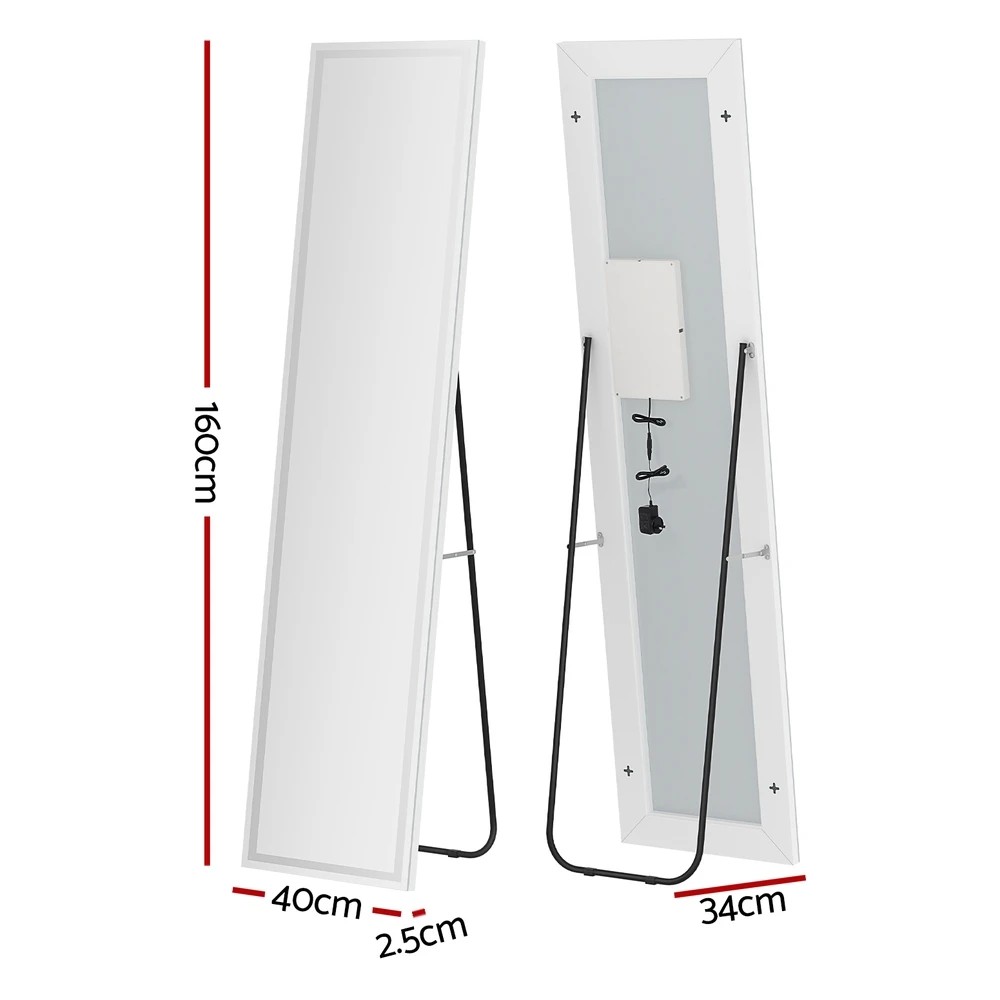 2 Embellir Full-Length Floor Wall Mirrors LED Light - Clear, 2 of 5