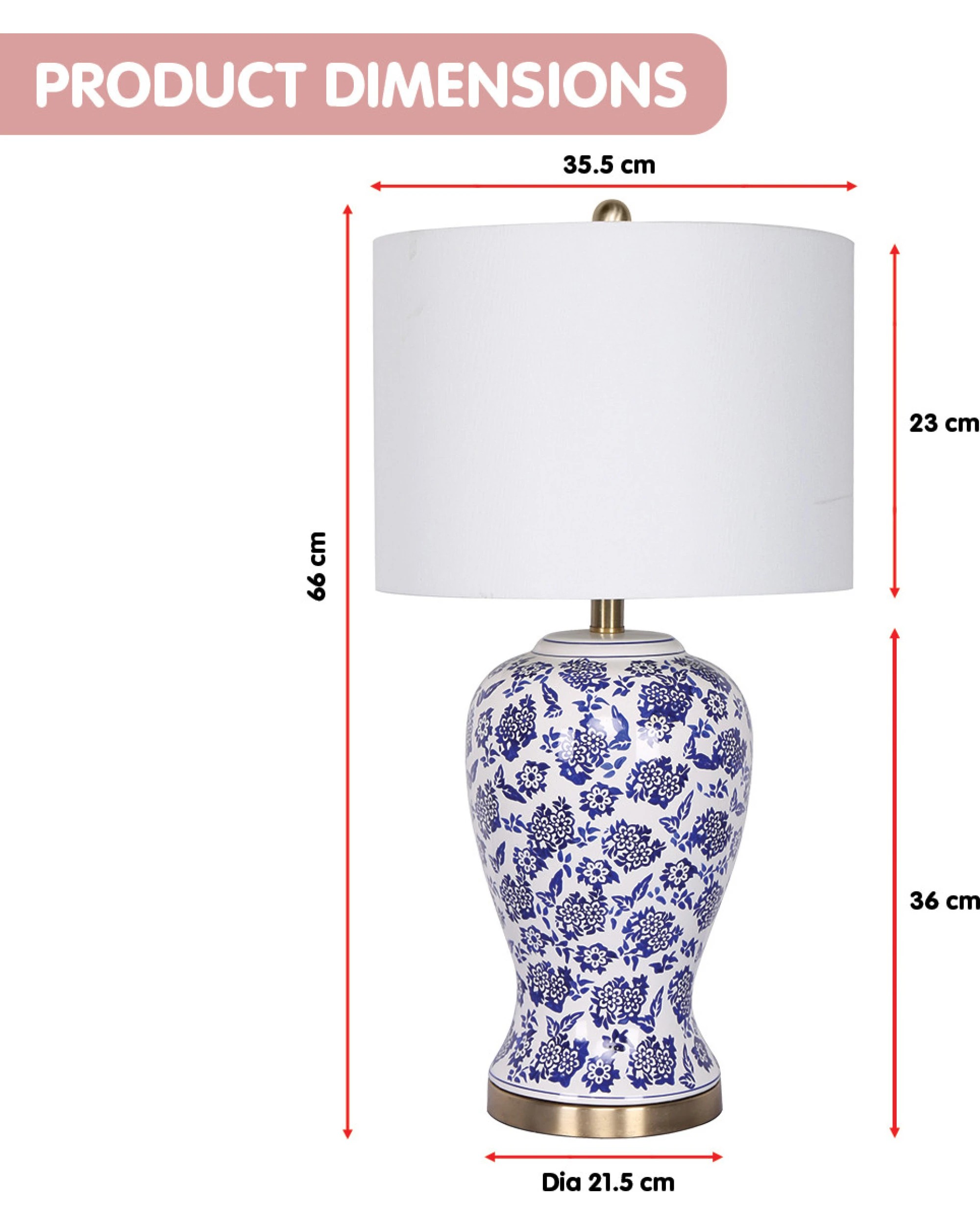 3 Sarantino Hand-Painted Floral Ceramic Table Lamp with Cotton Drum Shade - White, 3 of 8