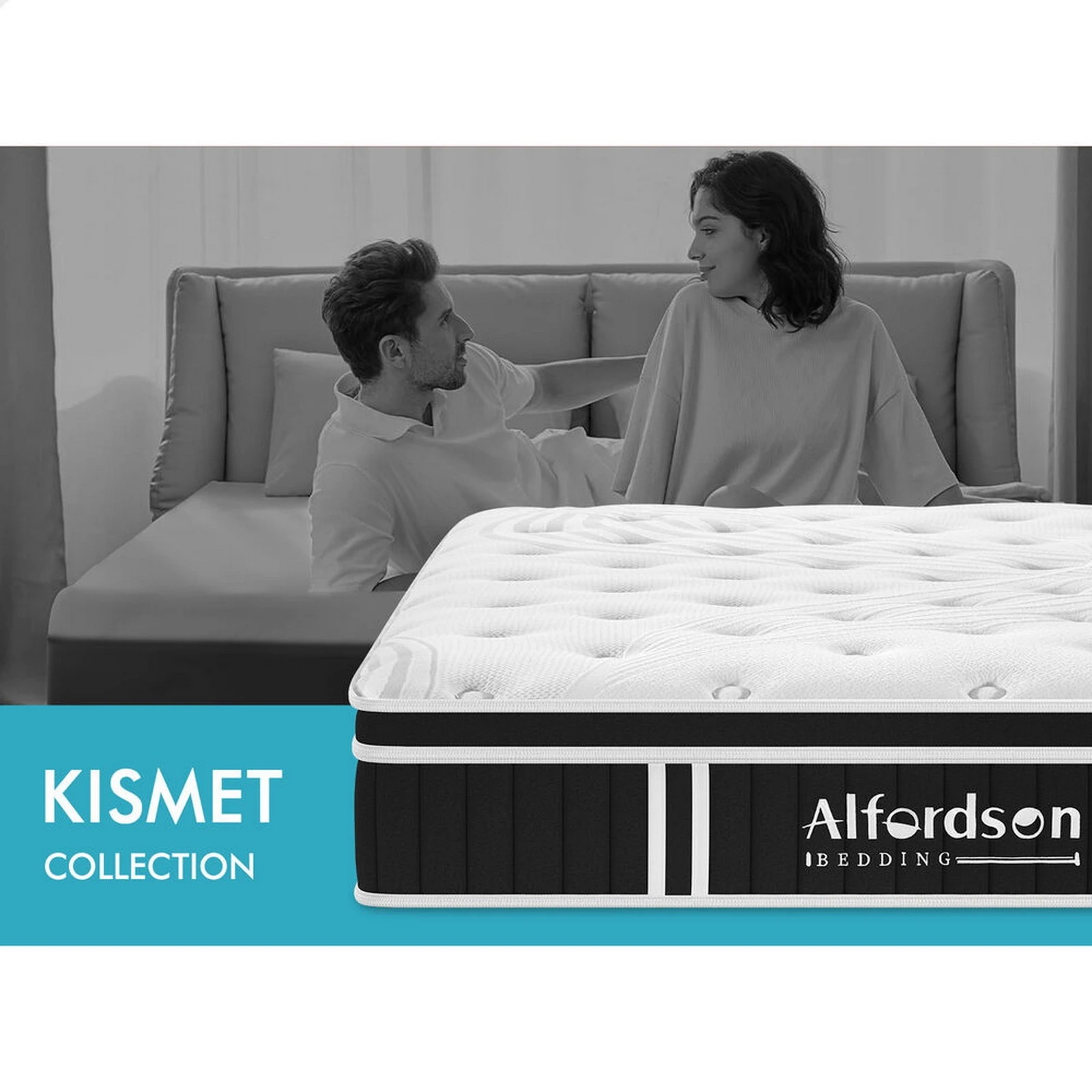 2 Alfordson Mattress Euro Top Spring Foam Bedding 22CM Medium Firm - Queen Bed, 2 of 10
