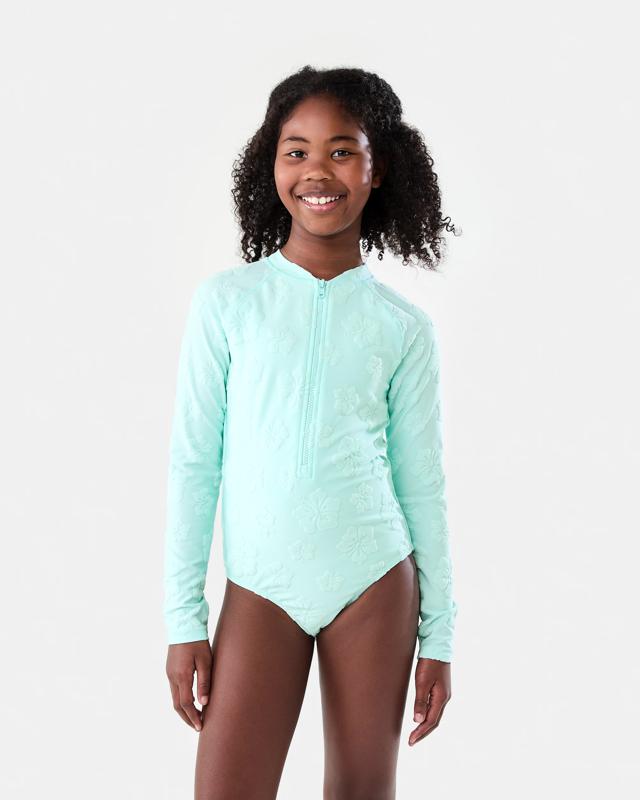 Long Sleeve One Piece With Contrast Bind Swim