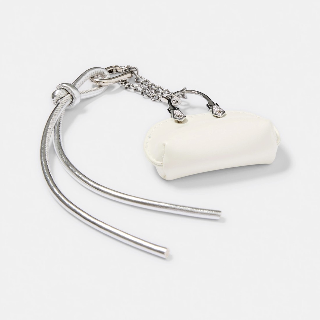 2 Mini Purse Charm Keyring - Silver Tone and White, 2 of 3