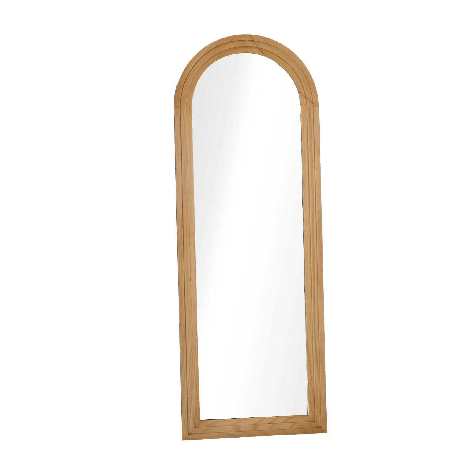 1 Oikiture Full Length Arch Mirror 165x60cm Wood Wall Mounted Home Decor - Natural, 1 of 10