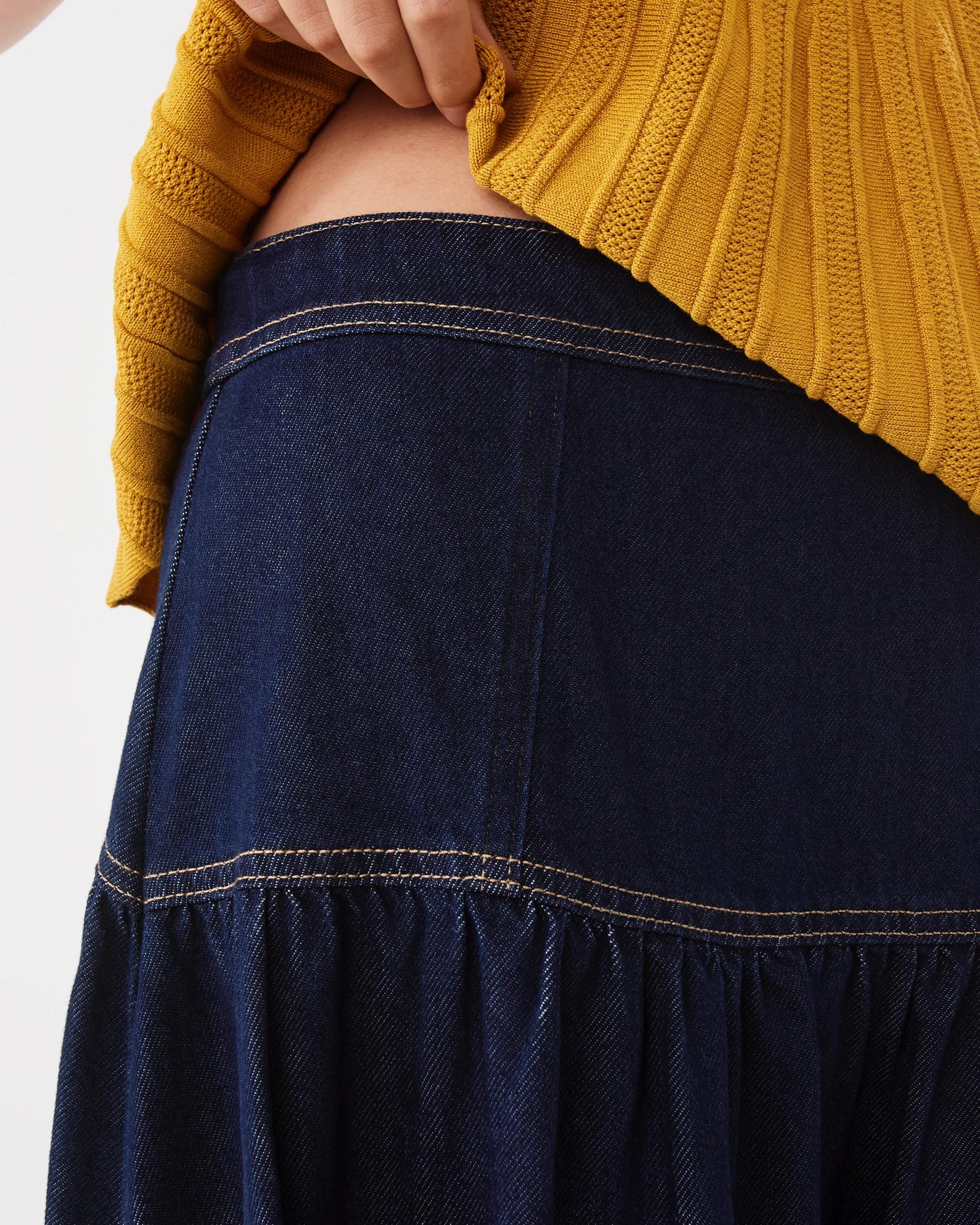 5 Denim Yoke Maxi Skirt Indigo Wsh, 5 of 6