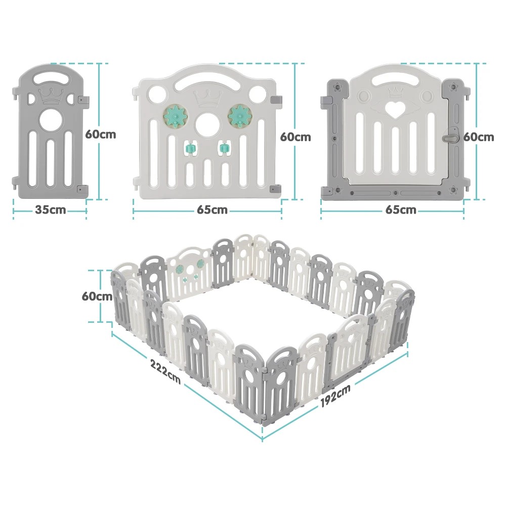 2 Playpals Kids Playpen Baby Safety Gate Toddler Fence Child Play Game 24 Panels - Multi, 2 of 6
