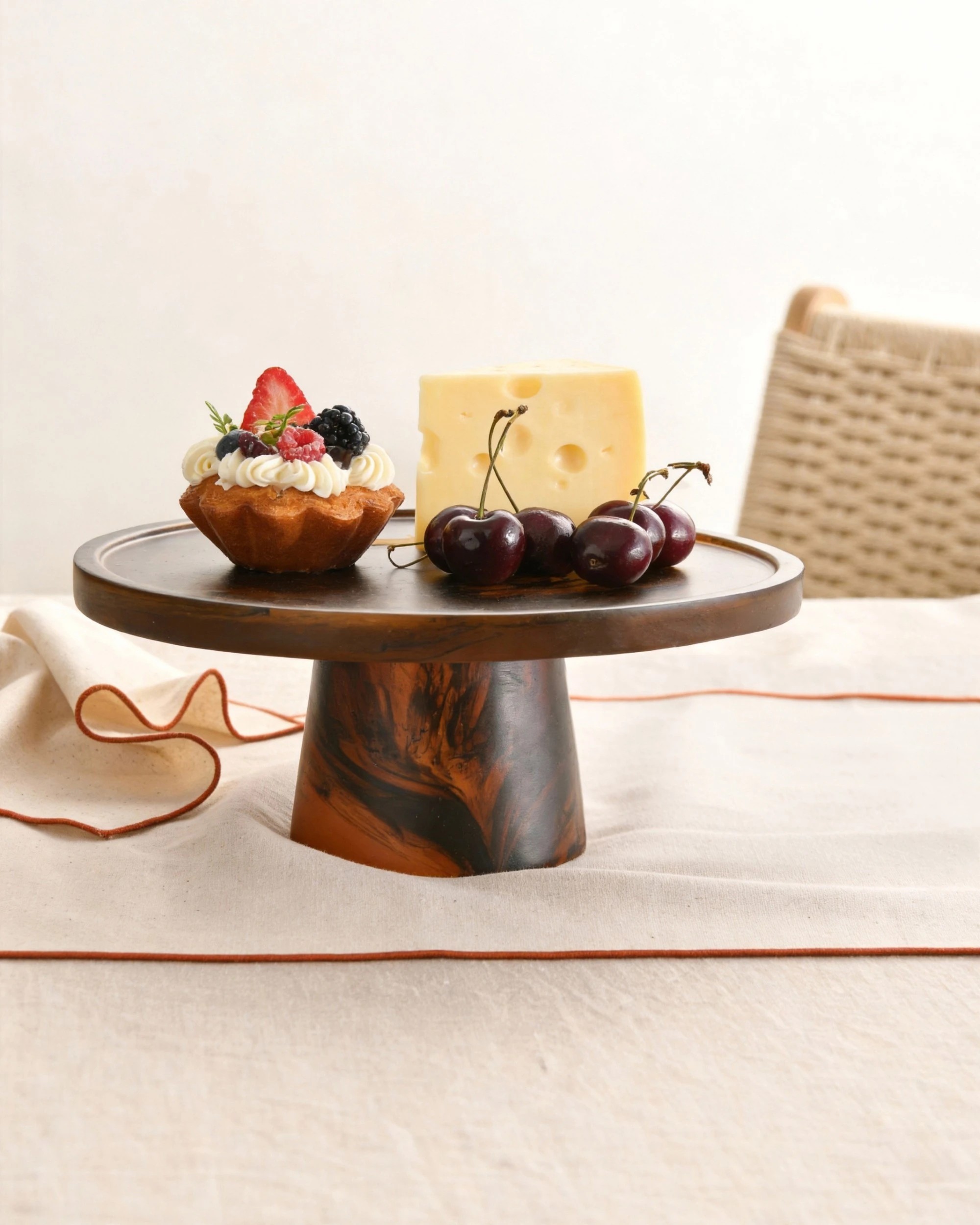 6 Cadence & Co. Harvest Table Runner with Set of 6 Placemats - Natural with Rust Edge, 6 of 10