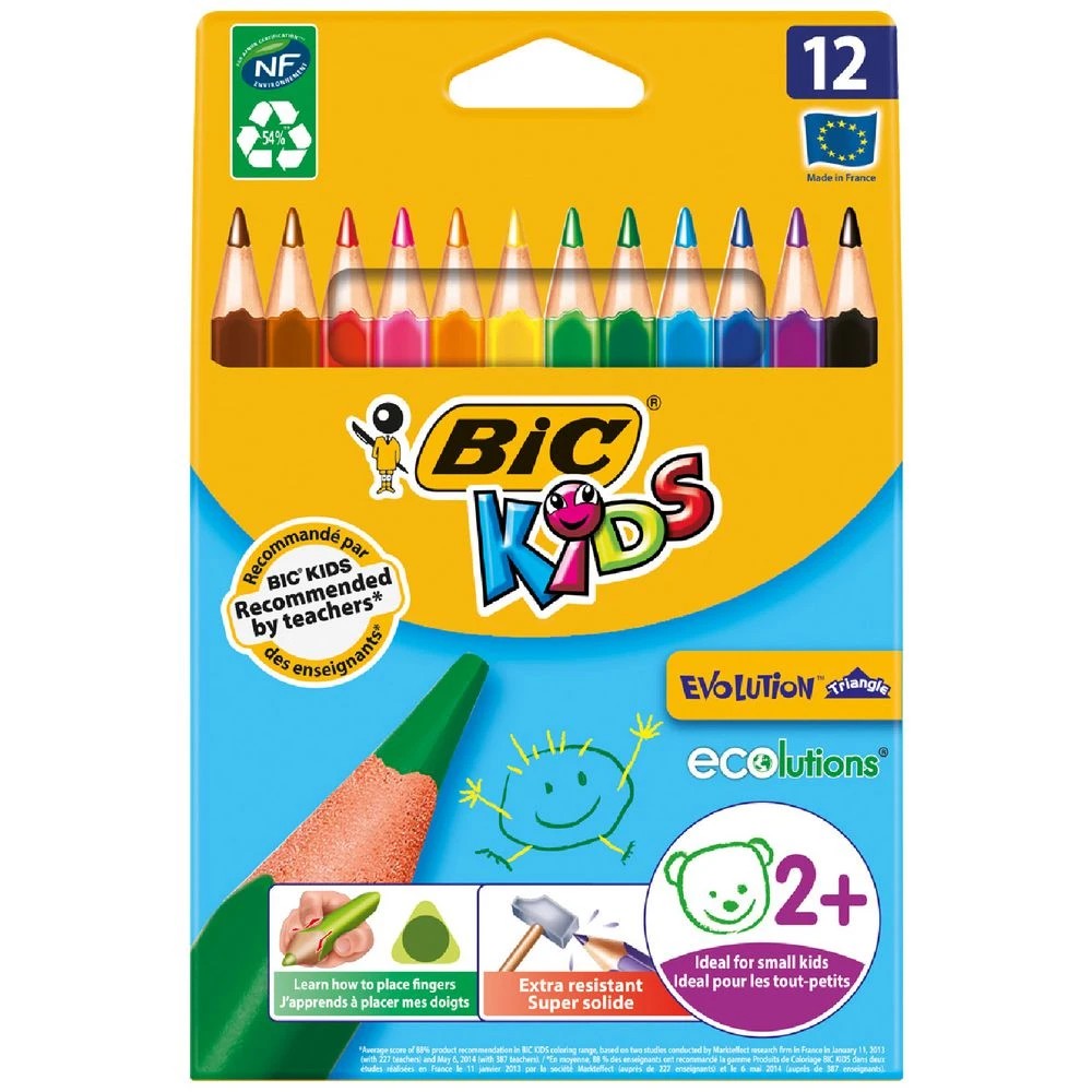 1 BIC Kids Triangle Colouring Pencils 12 Pack, 1 of 3