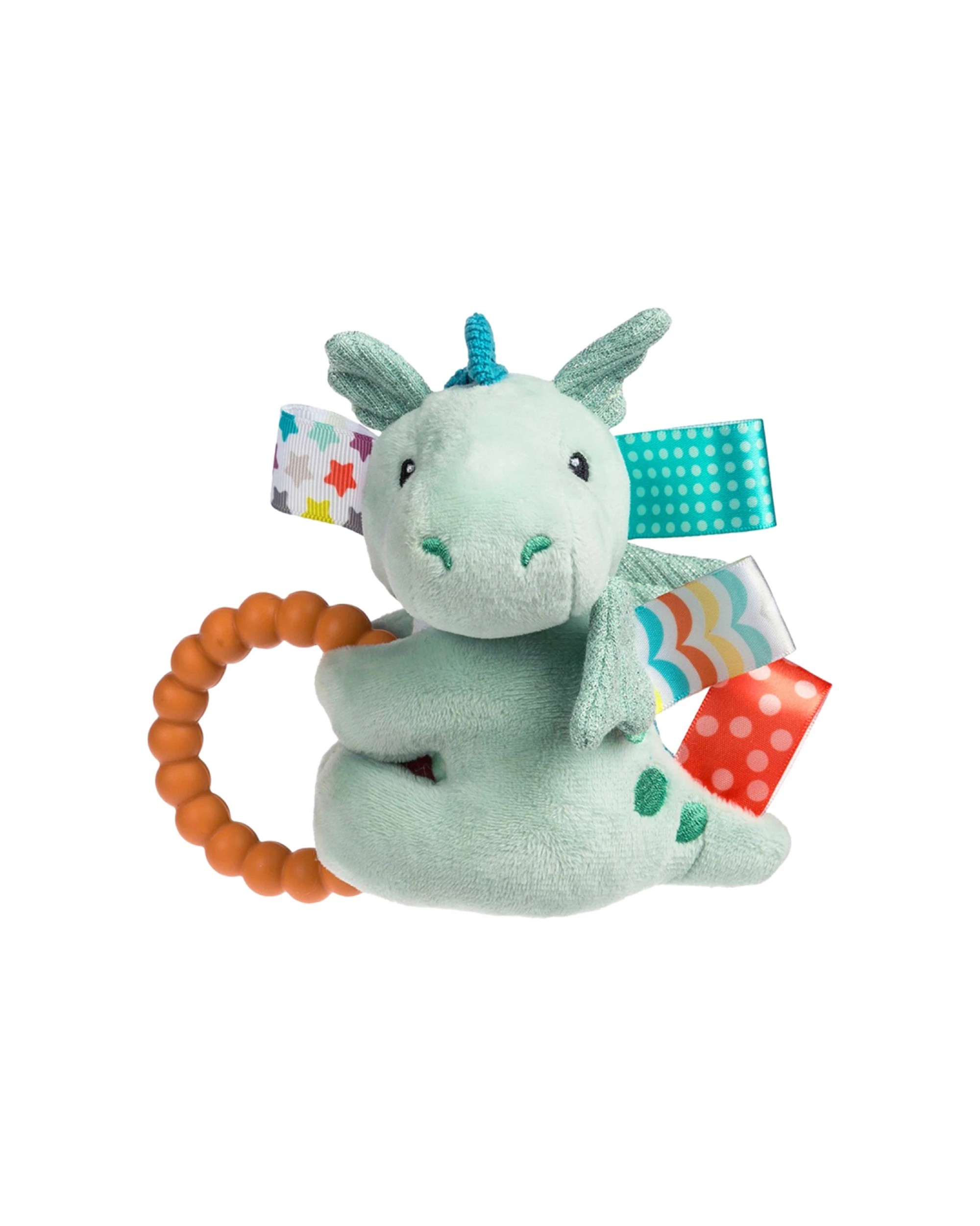 1 Mary Meyer Taggies Drax Dragon Teether Rattle 0 Months BPA PVC Phthalate Safe - Green, 1 of 6