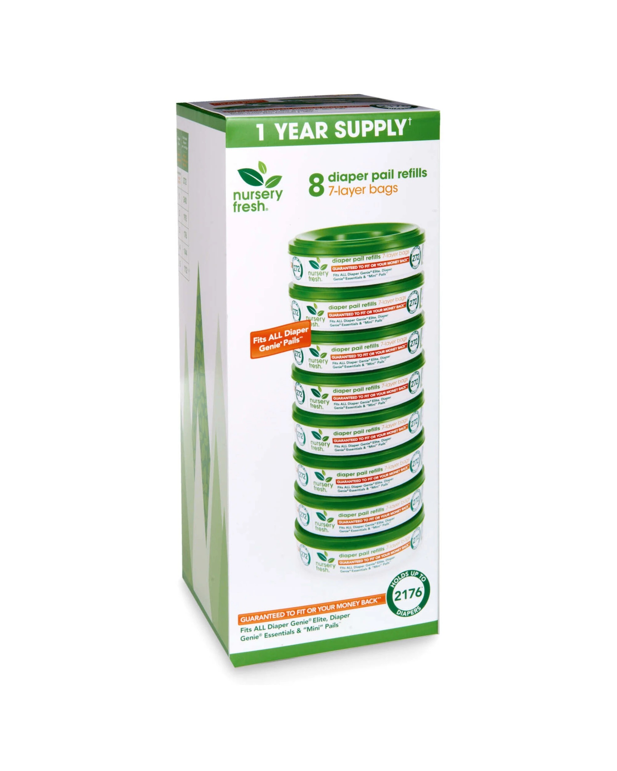 5 Munchkin Nursery Fresh Diaper Pail Refills 8 Pack Fits Diaper Genie Pails - Green, 5 of 5