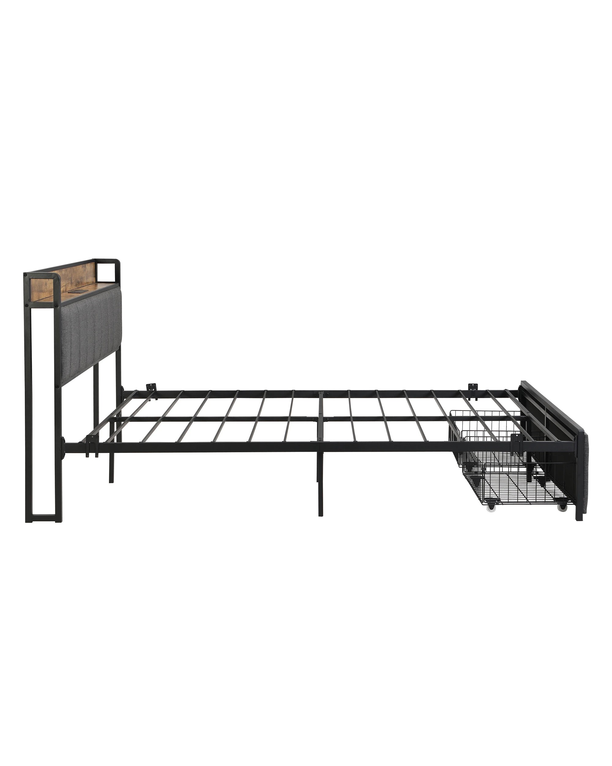 6 IHOMDEC BED04 Queen Bed Frame Charging Station 2 Drawers - Grey - Queen Bed - Grey, 6 of 10