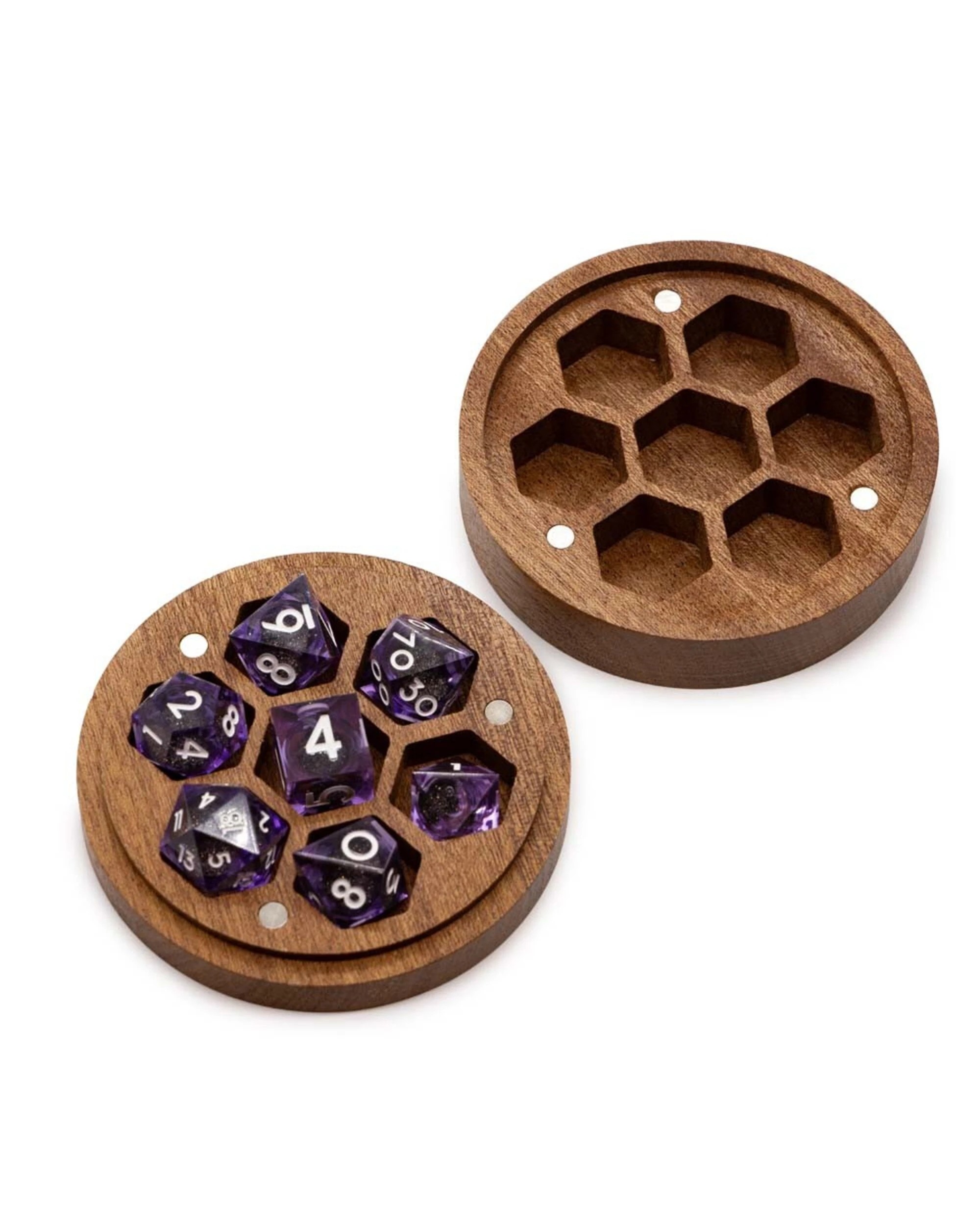 1 Glitter Dice Set with Wood Box - Purple, 1 of 4