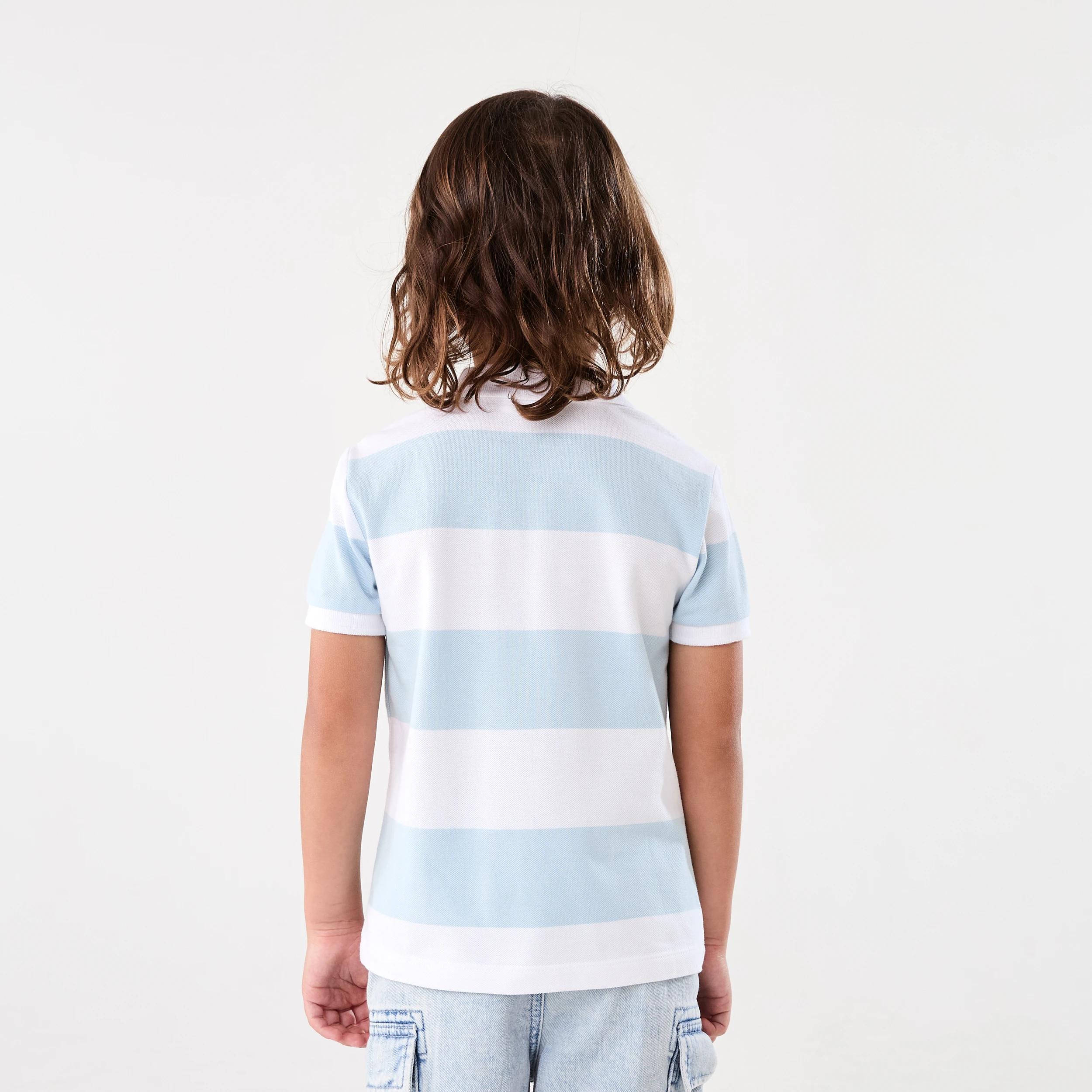 2 Stripe Polo T-shirt WIDE STRIPE LIGHT BLUE, 2 of 6
