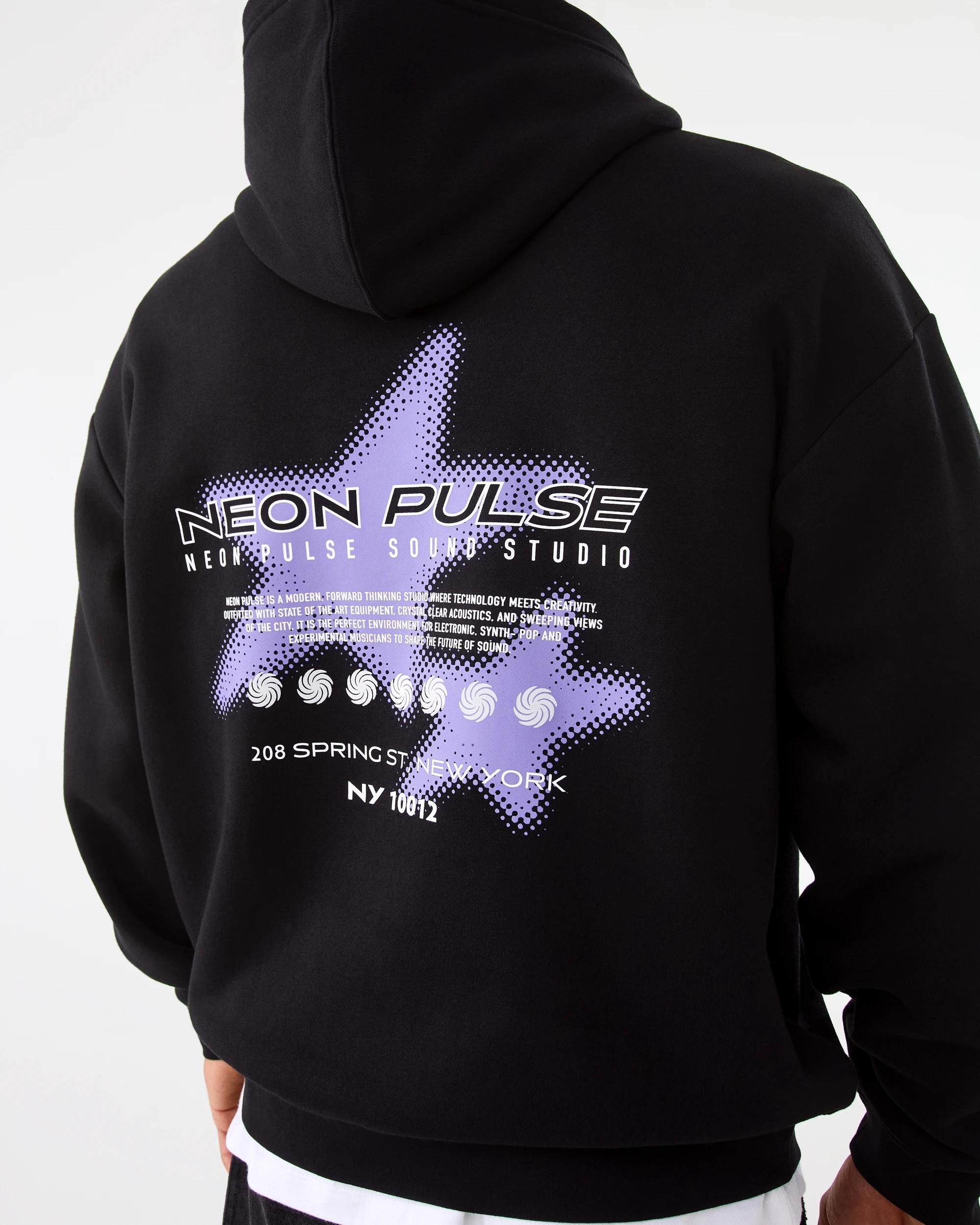 9 Oversized Boxy Print Hoodie Blk Neonps, 9 of 9