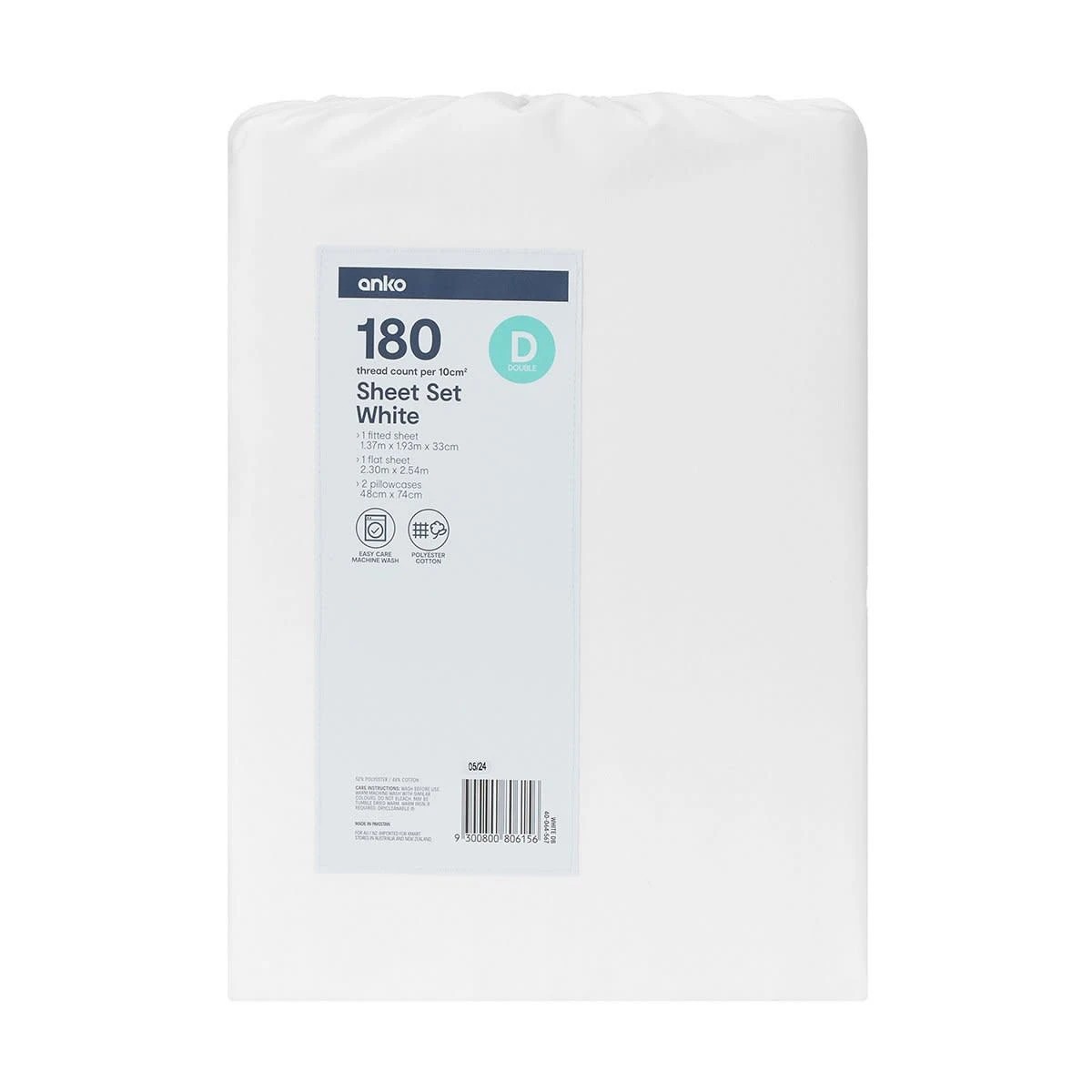 7 180 Thread Count Sheet Set - Double Bed, White, 7 of 7