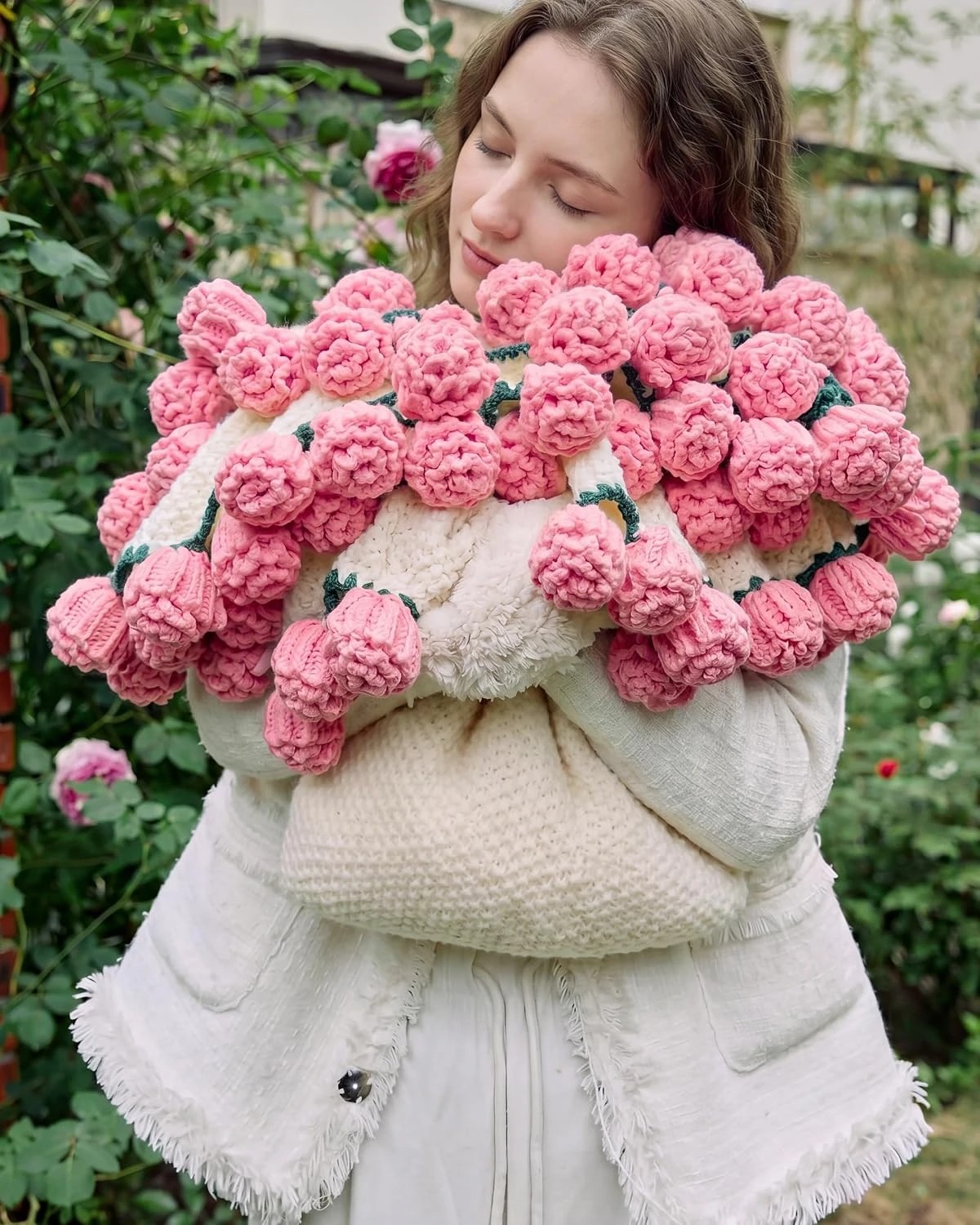 5 Gioia Casa 3-in-1 Round Rosebud Knit Throw  130cm - Pink, 5 of 7