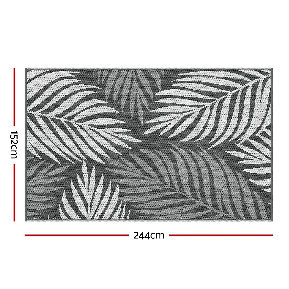2 Gardeon Outdoor Rugs 152x244cm Large Carpet Reversible Area Mat PP Dual-Sided Patio Rug Leaf - Grey, 2 of 8
