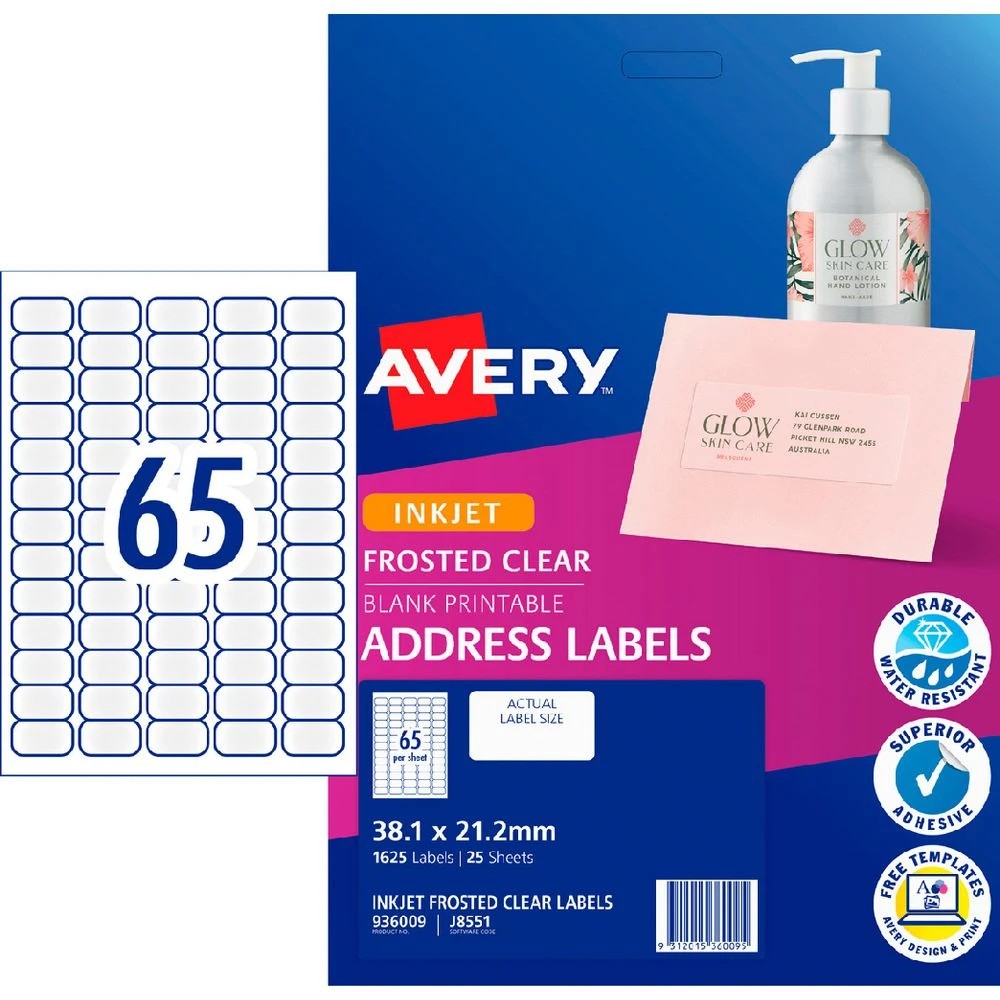 1 Avery 65UP Inkjet Address Labels Clear 25 Sheets, 1 of 4