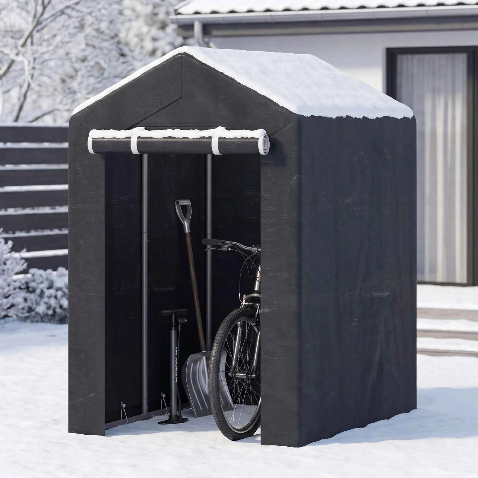 2 Costway 150x92CM Waterproof Bike Storage Shed Tent Portable Carport Garage Bicycle Shelter, 2 of 2