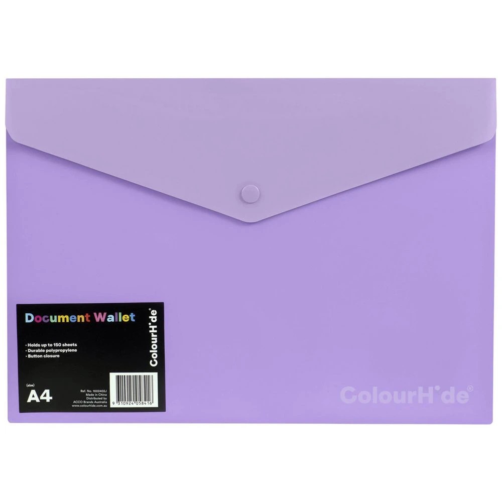 1 ColourHide A4 Document Wallet Lavender, 1 of 1