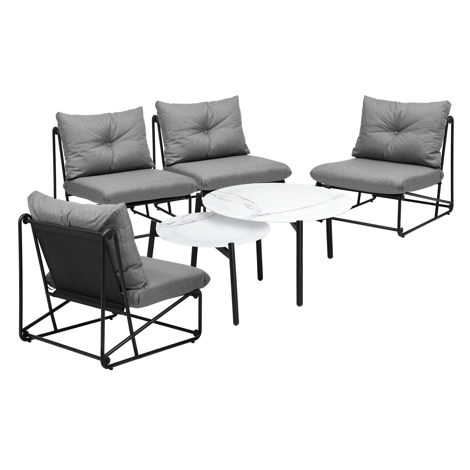 1 Livsip Outdoor Sofa Set 6 PCS Lounge Setting Table Chairs - Grey, 1 of 9