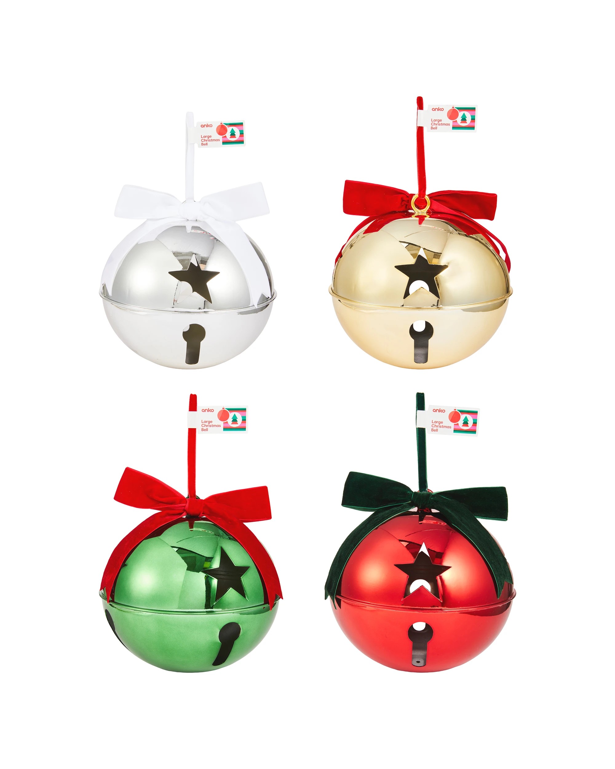 5 Large Christmas Bell - Assorted, 5 of 5