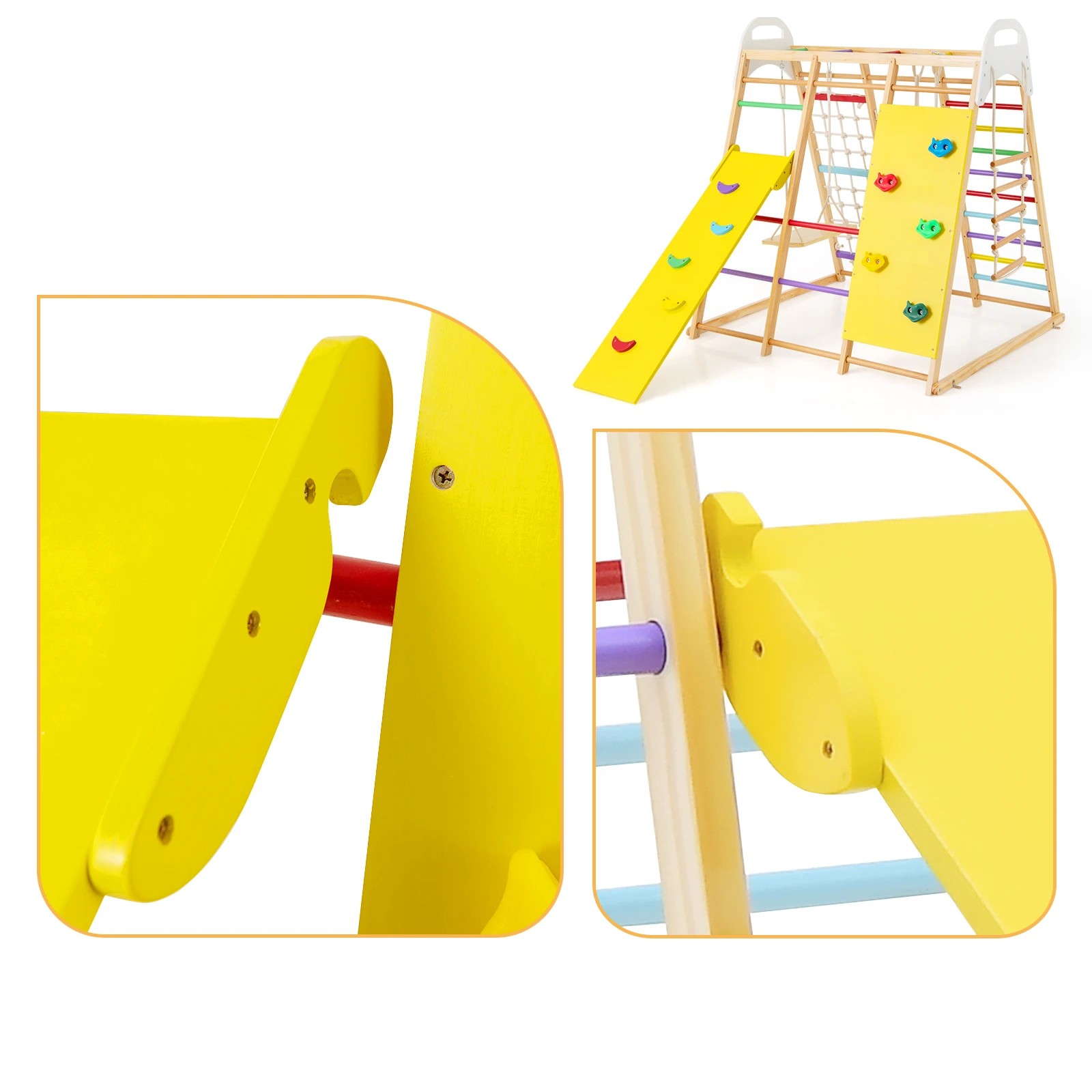 5 Costway Climb Playset 8-in-1 Wood Climbing Frame Swing Slide, 5 of 6