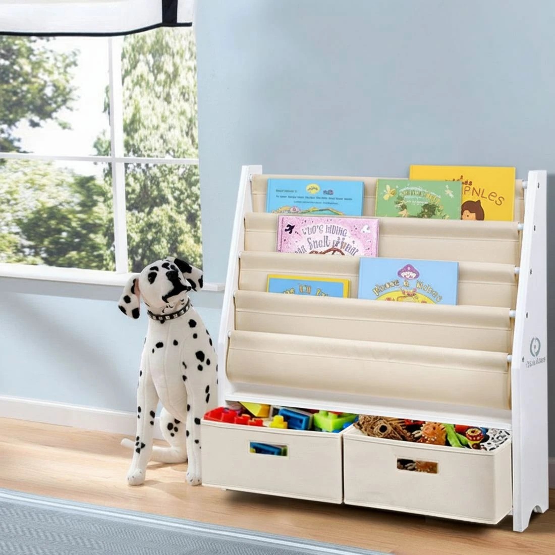10 Keezi 4 Tiers Kids Bookshelf Magazine Rack Children Bookcase Organiser Drawer Kids Bookshelf Organizer - White, 10 of 10