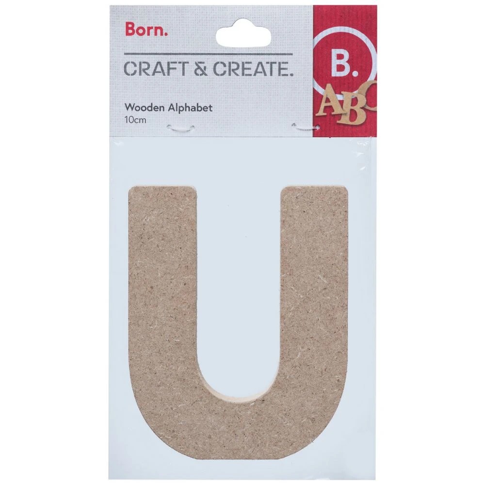 1 Born Wooden Alphabet Letter U 10cm, 1 of 3