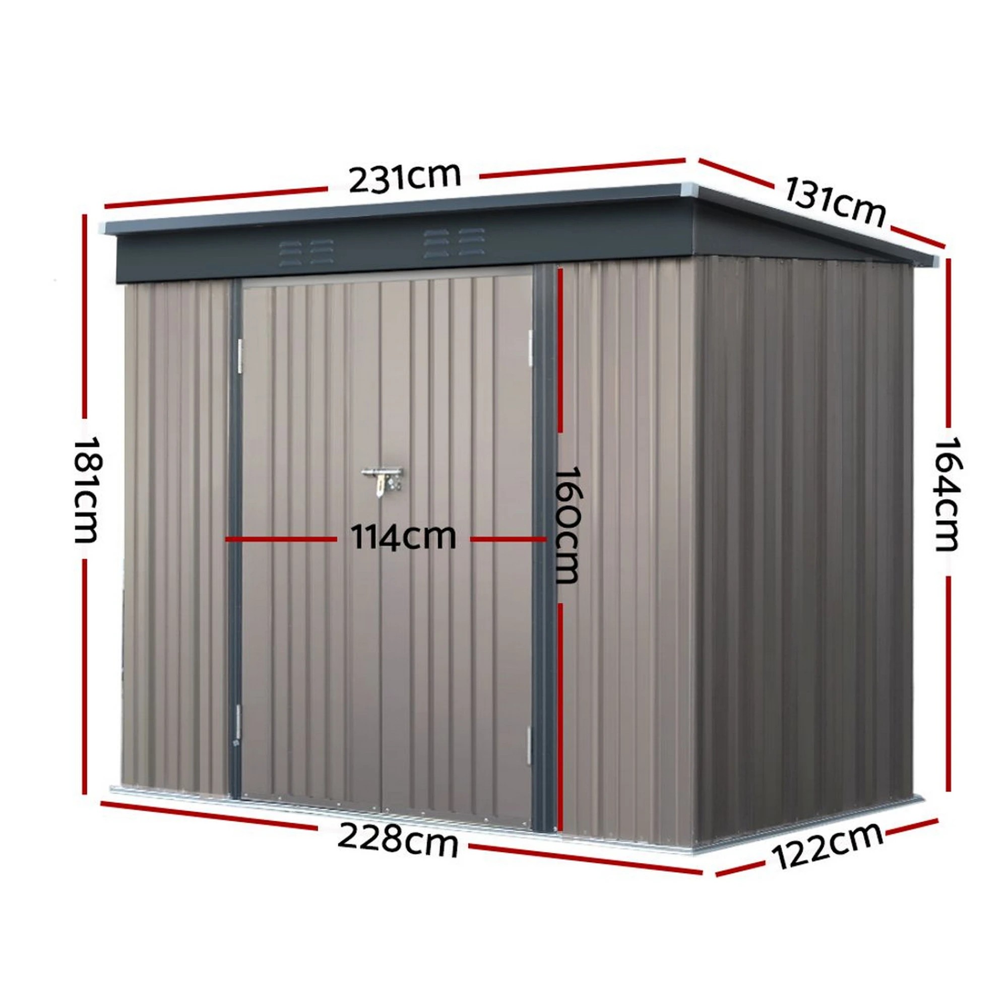 3 Giantz Garden Shed Outdoor Storage Tool Metal Workshop Shelter Doors - Brown, 3 of 7