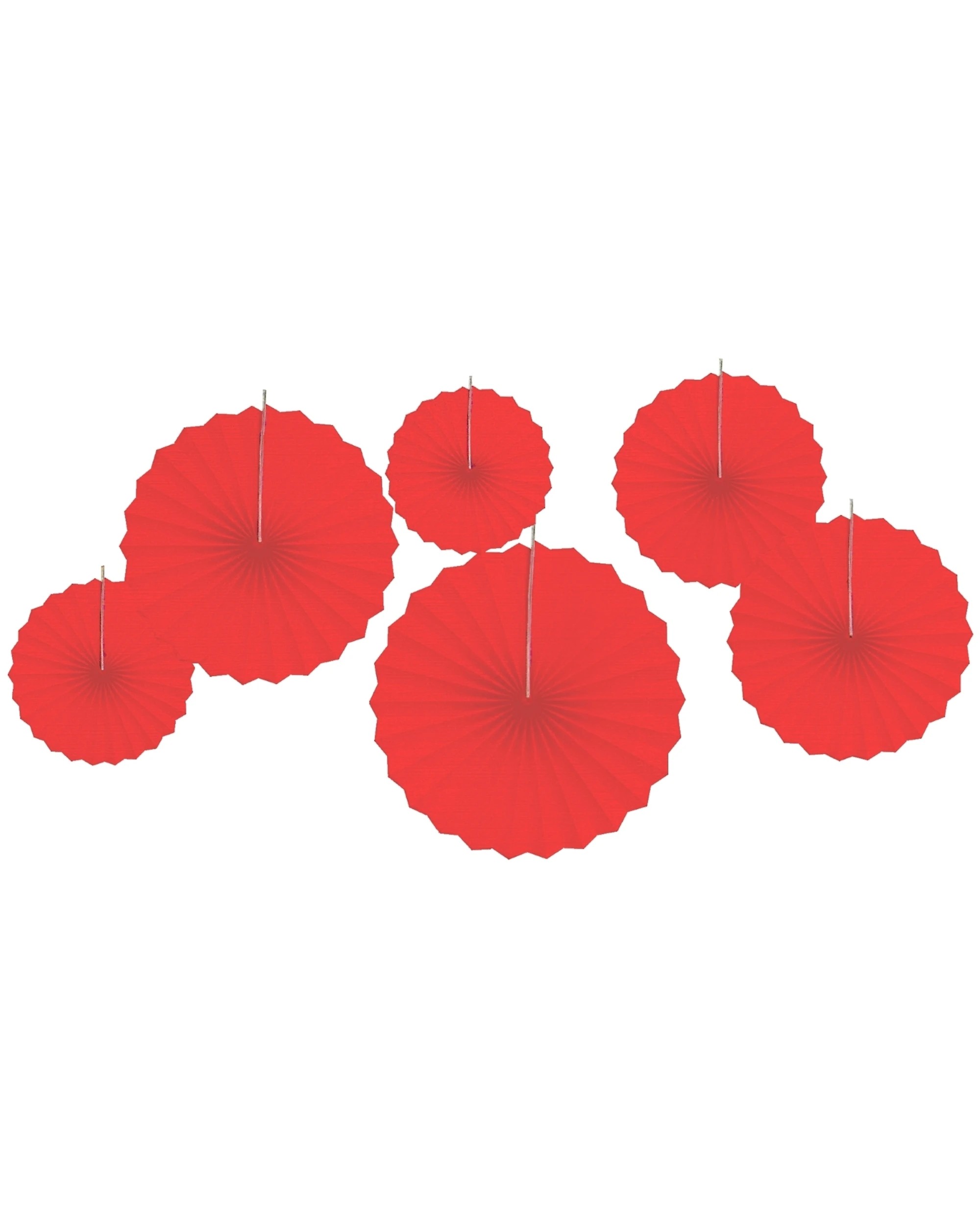 1 Partyrama Solid Colour Paper Fan Decorations Pack of 6 - Red, 1 of 1