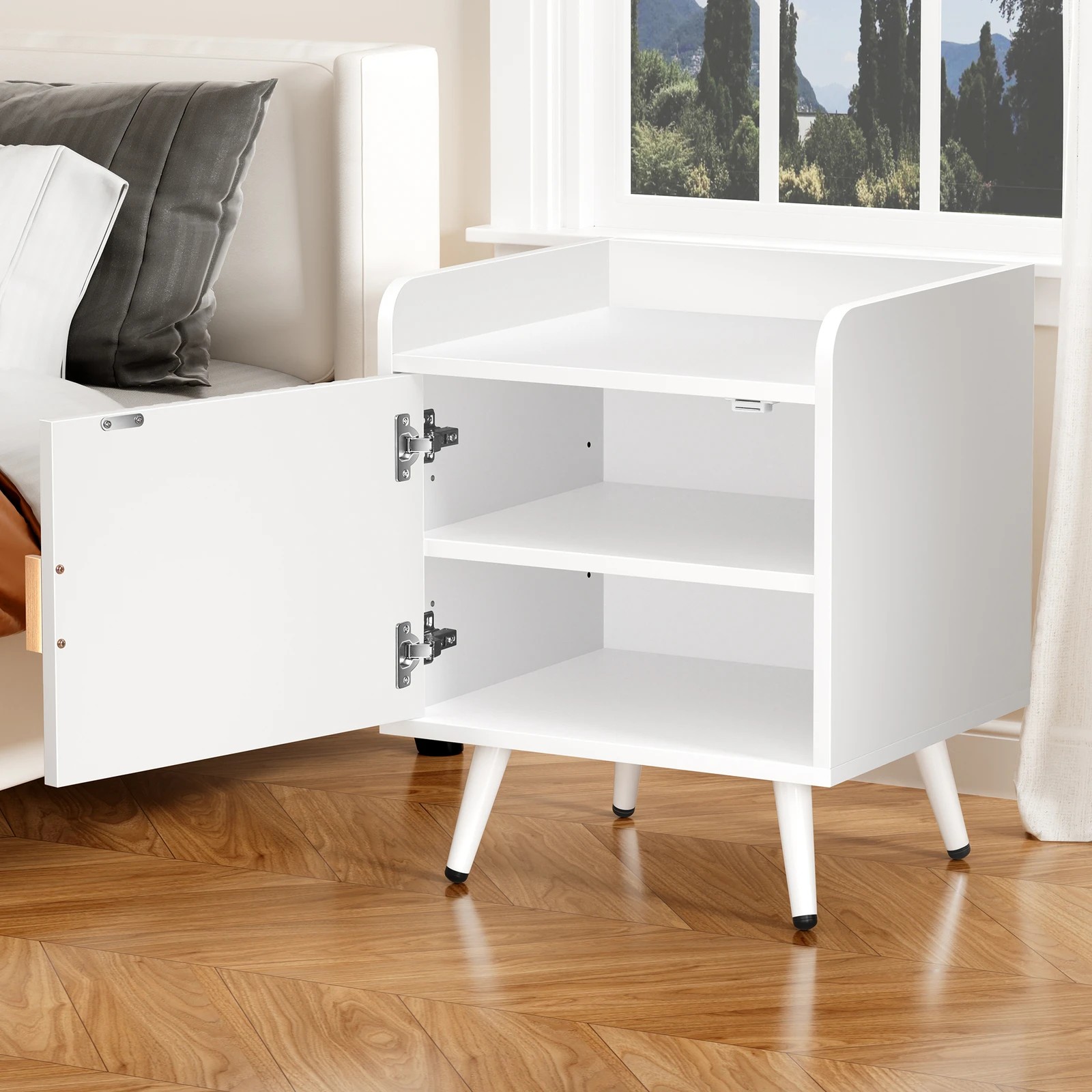 3 Alfordson Bedside Table Cabinet Nightstand Side Storage - White, 3 of 10