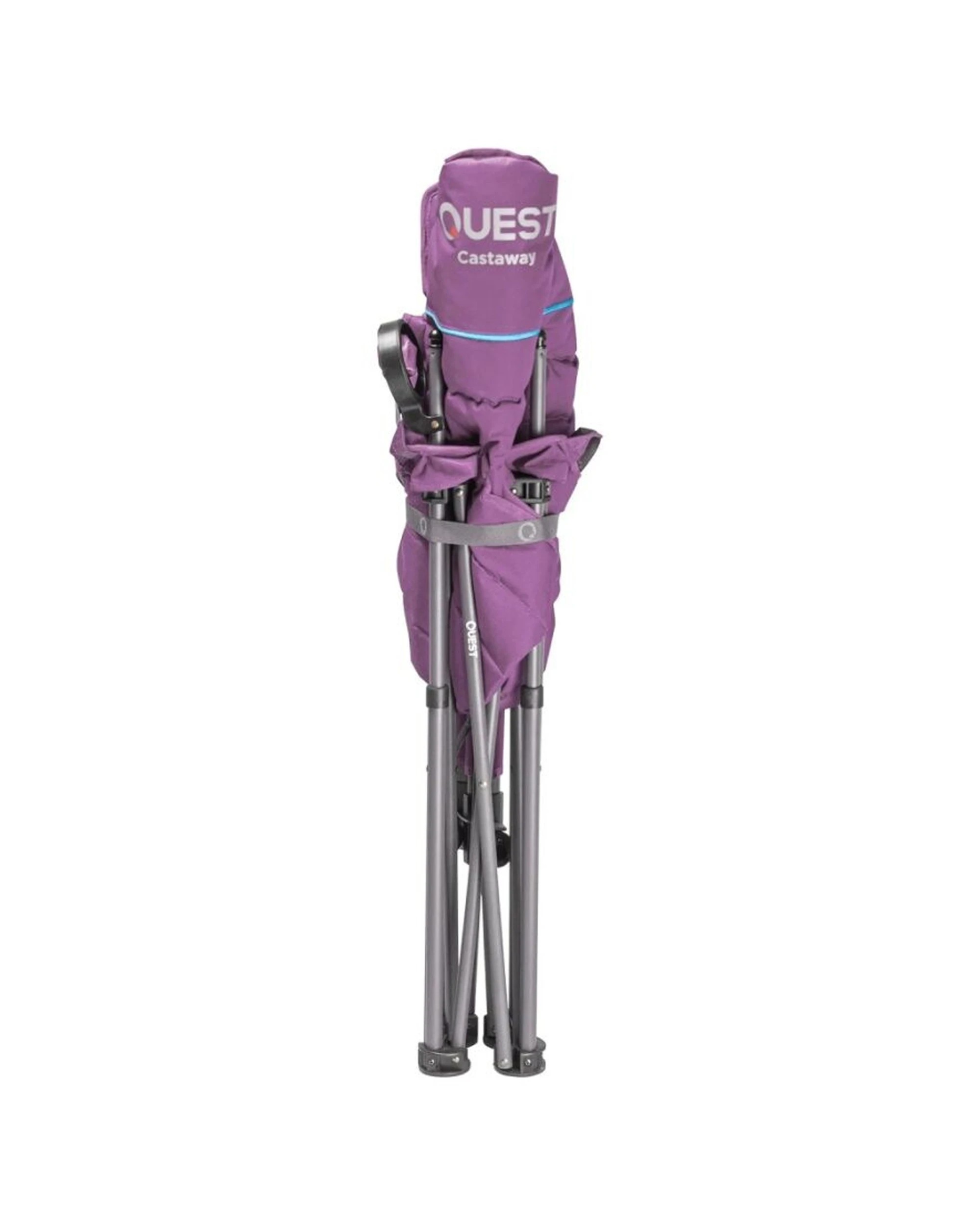 7 Quest Outdoors Castaway Hard Arm Camping Chair Padded Arms 200kg Weight Capacity - Purple, 7 of 7